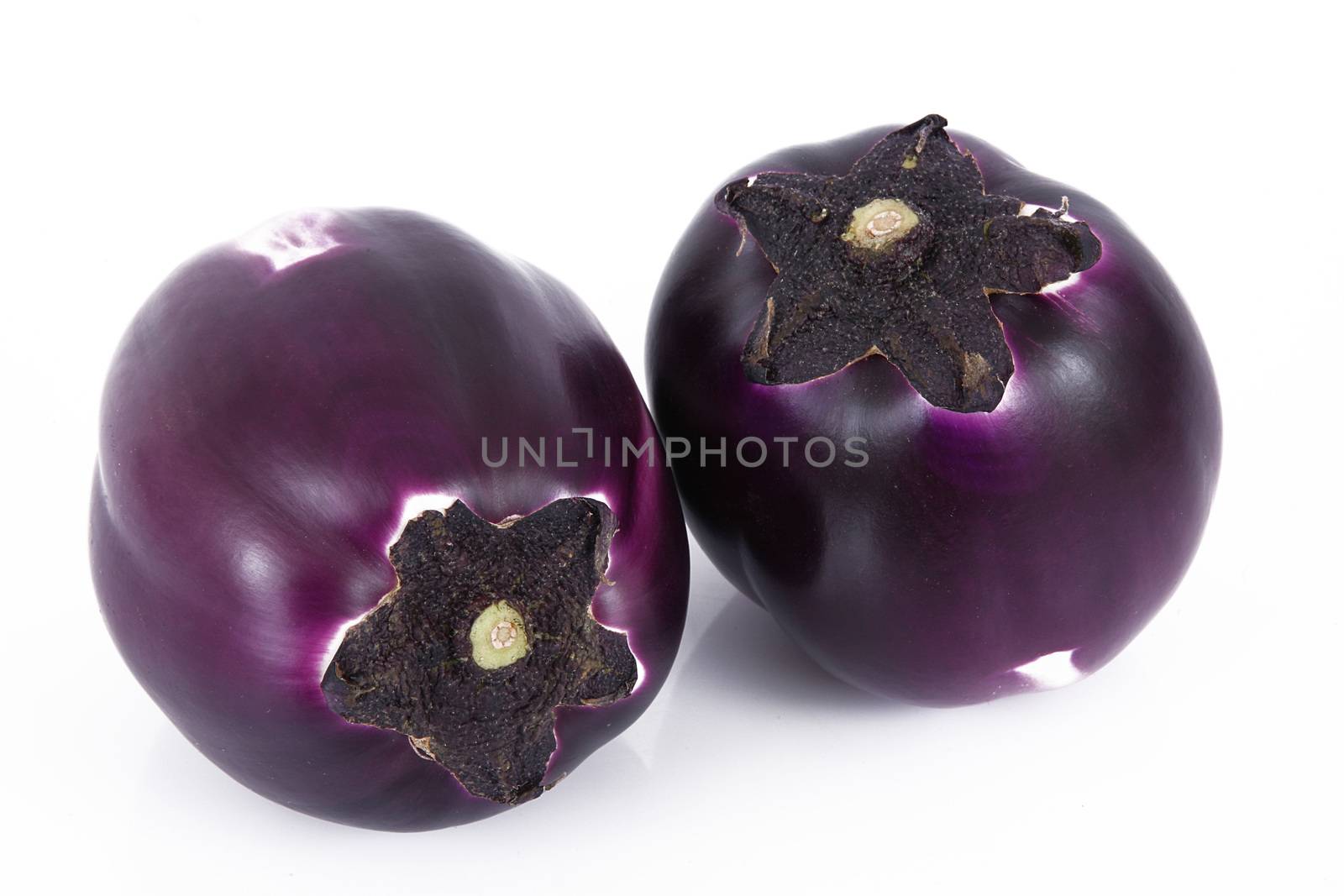 a fresh eggplant on white background