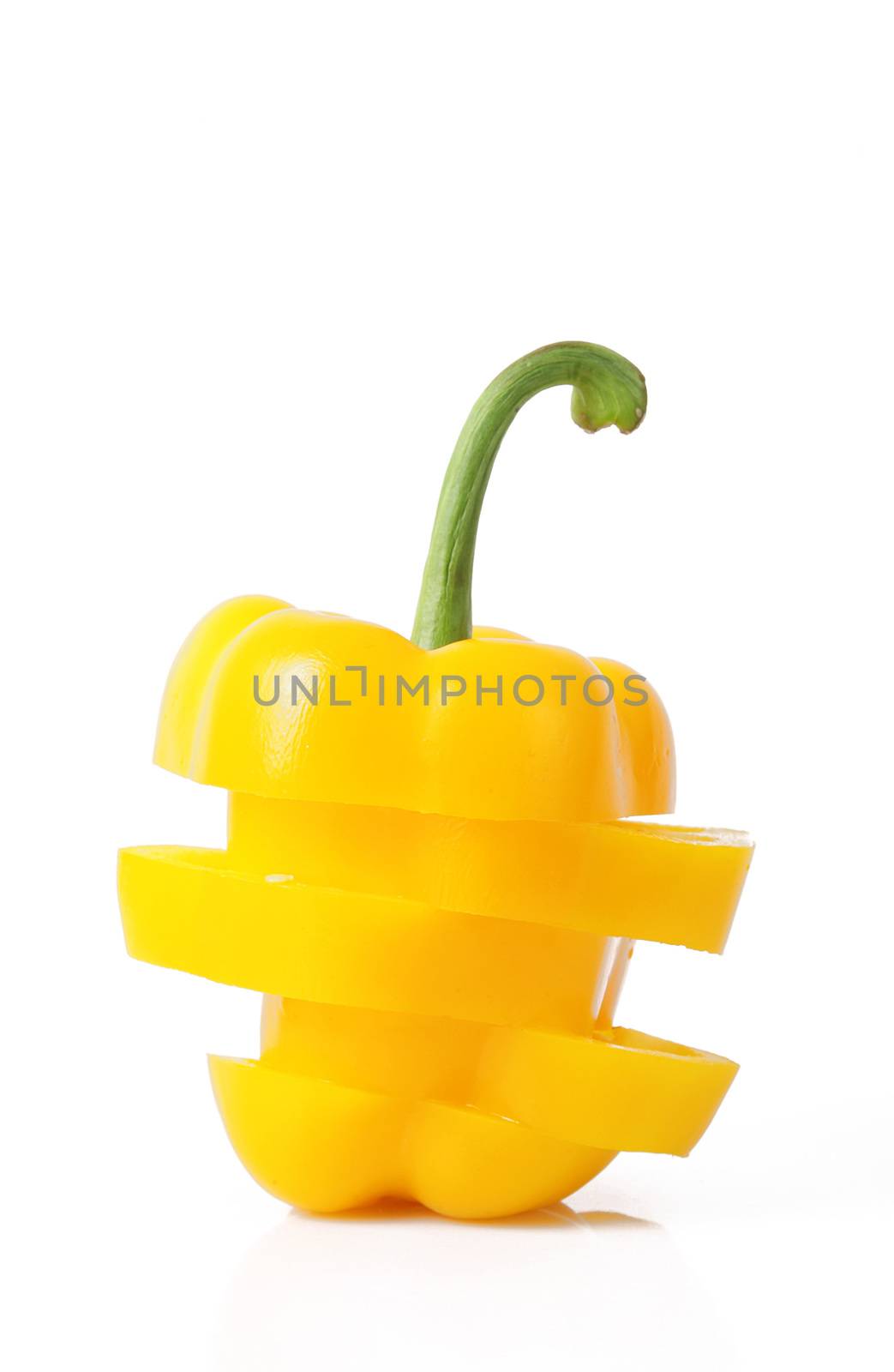 fresh hot cut pepper on white background