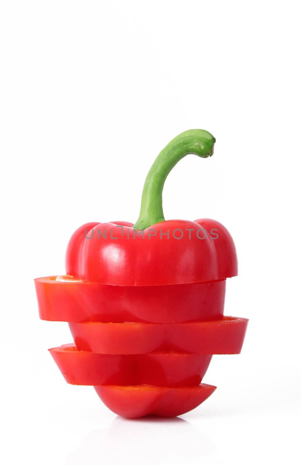fresh hot cut pepper on white background