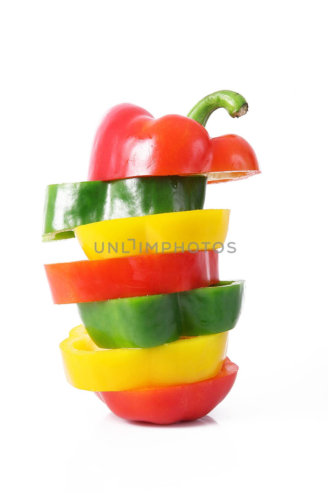 fresh hot peppers collage on white background