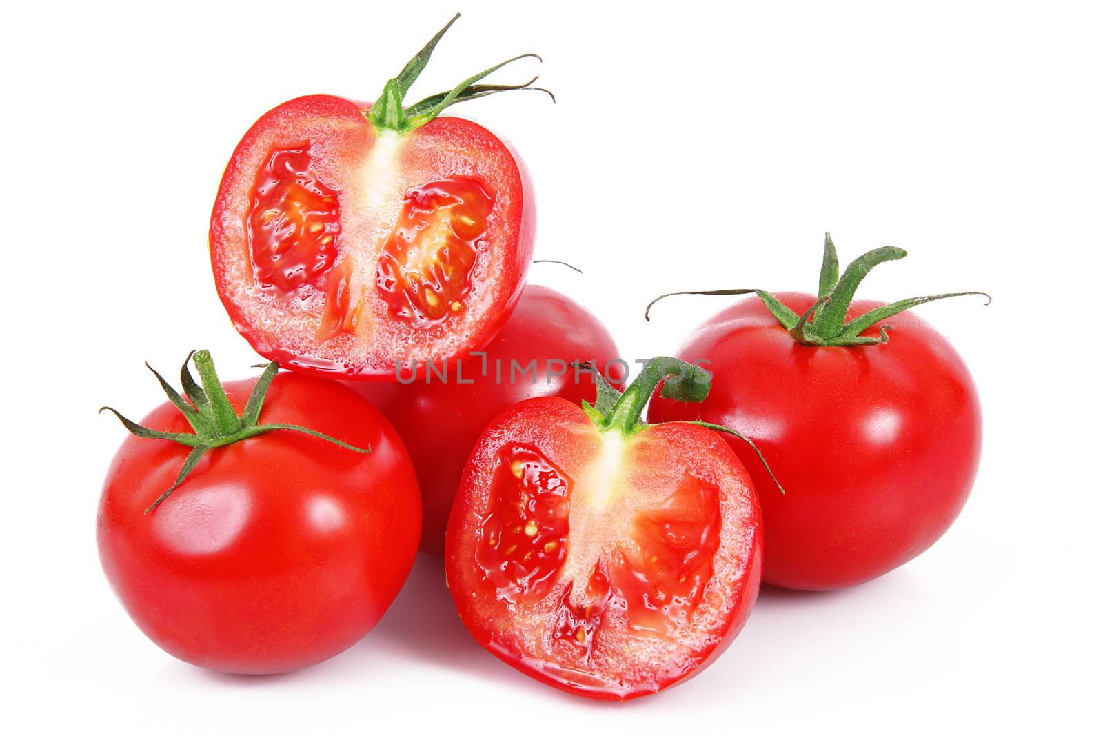 fresh tomatoes on white background