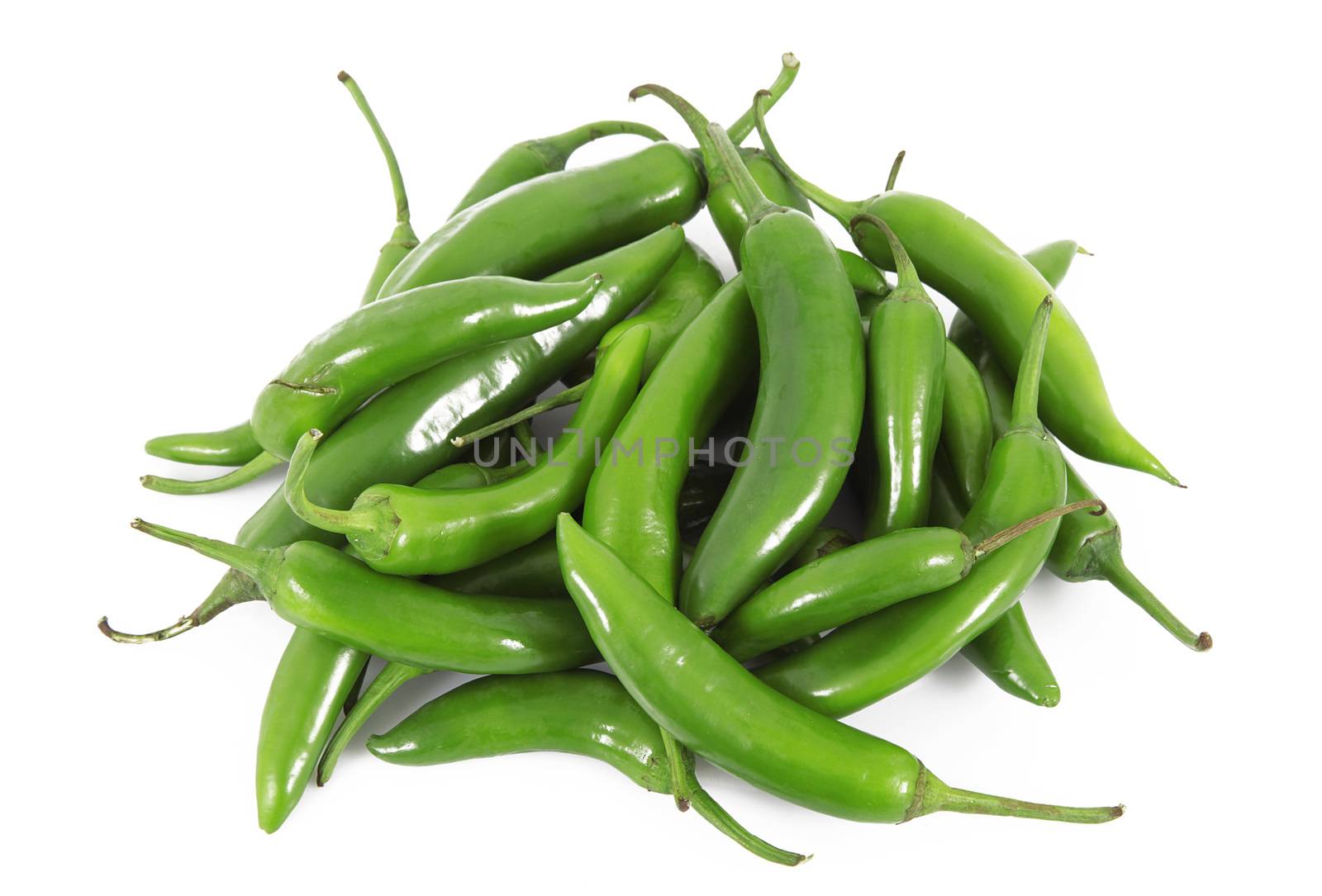 fresh hot peppers on white background
