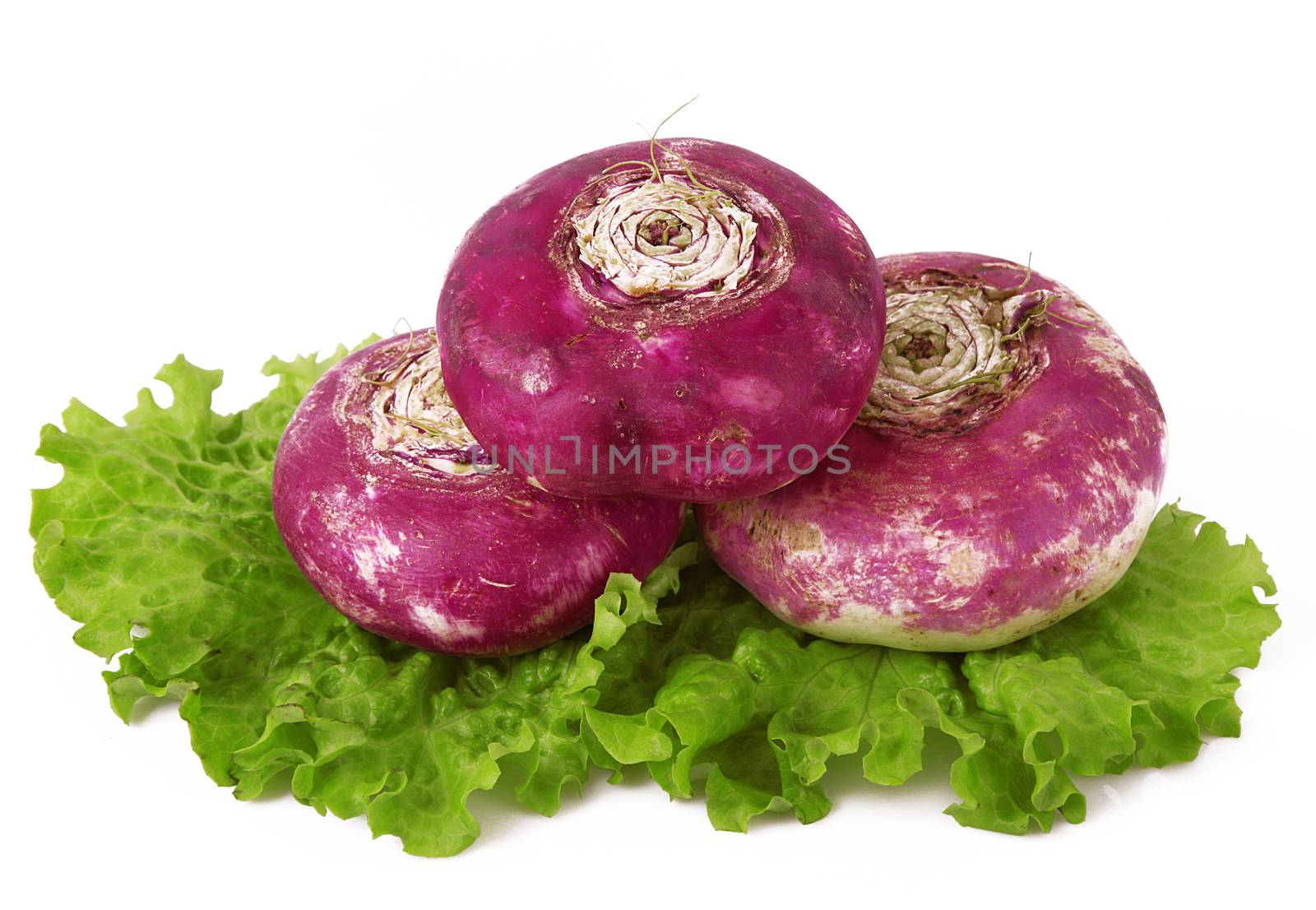a fresh red turnip on white background