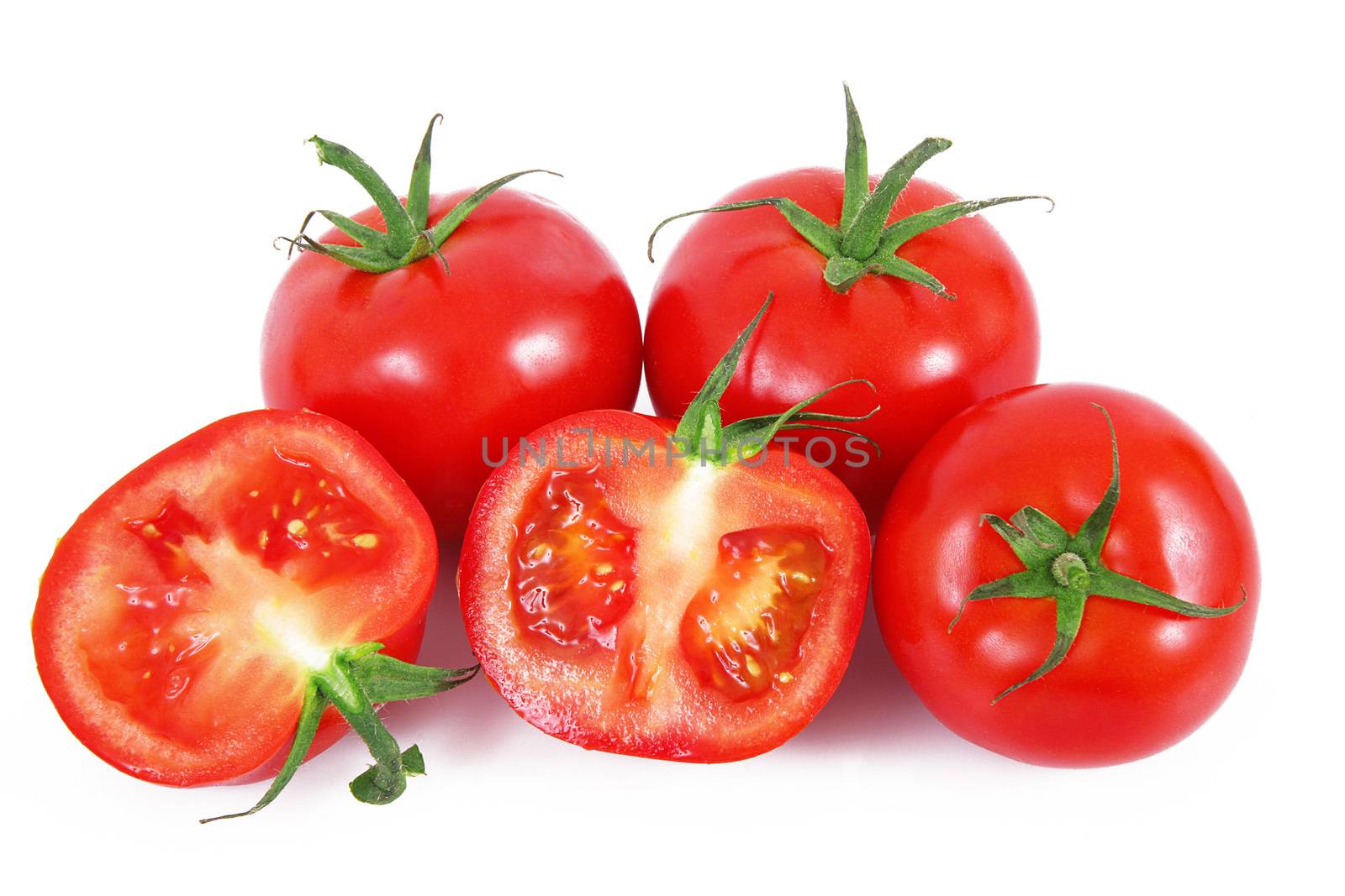 fresh tomatoes on white background