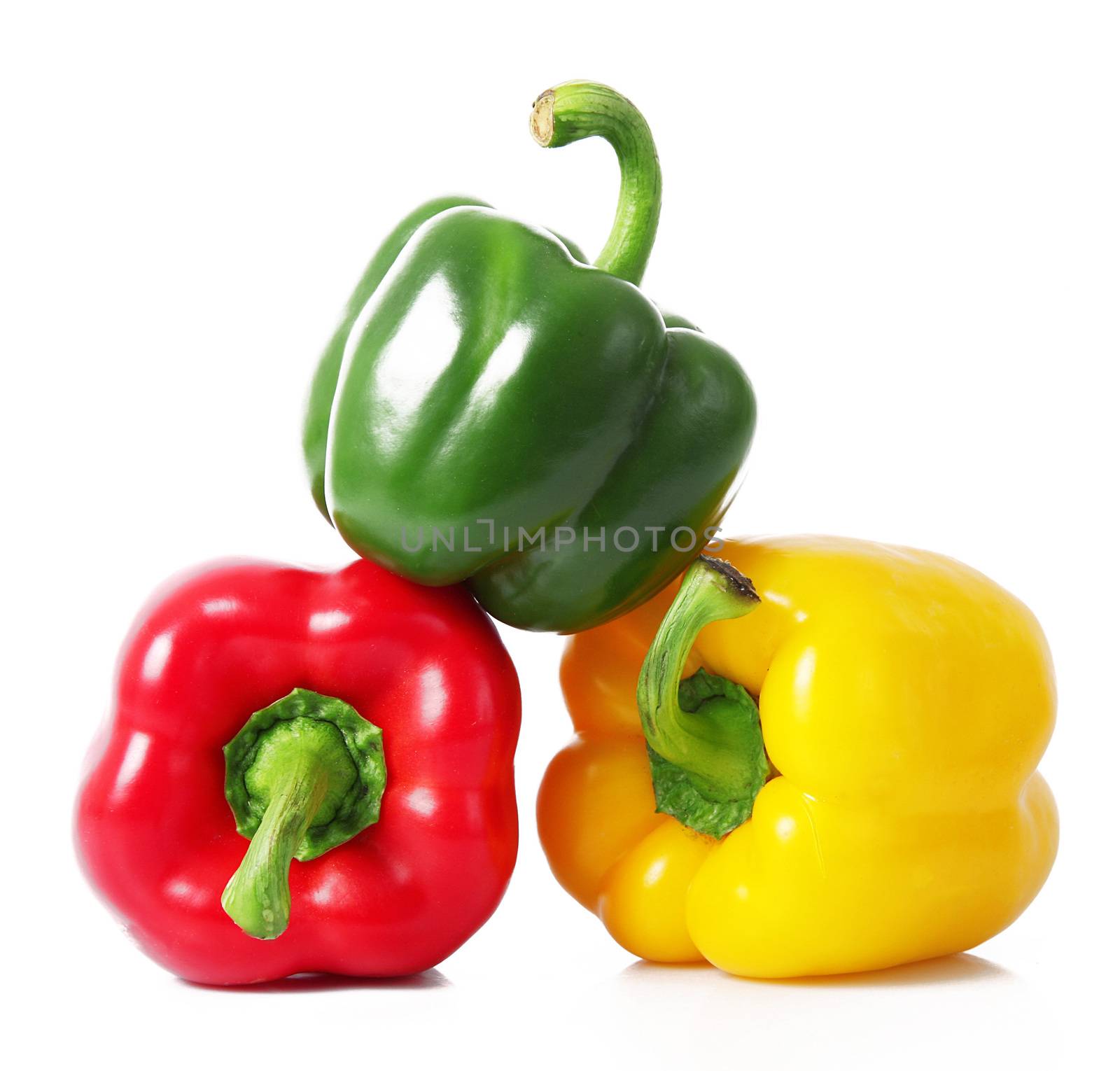 fresh hot peppers on white background