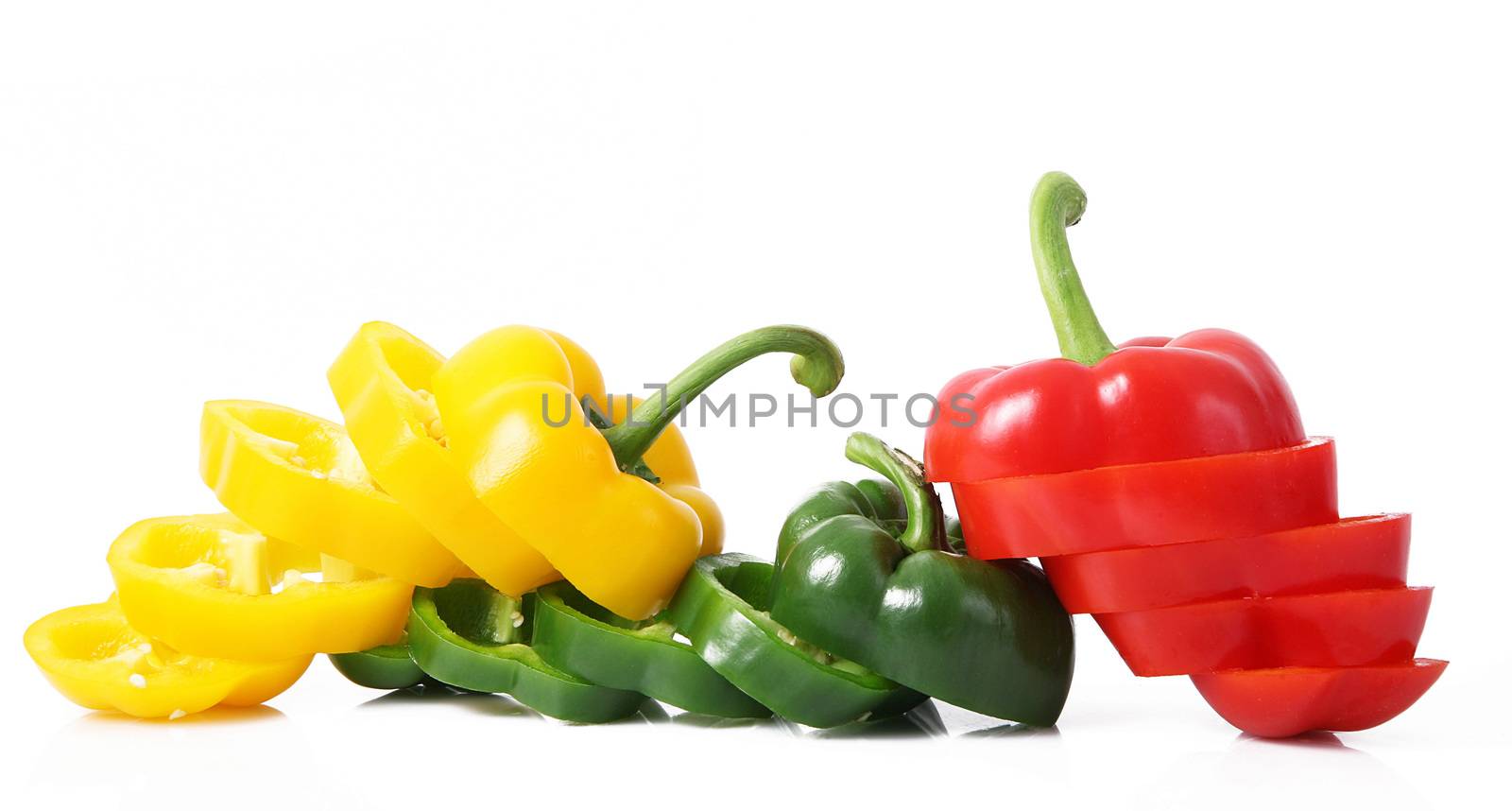 fresh hot peppers on white background