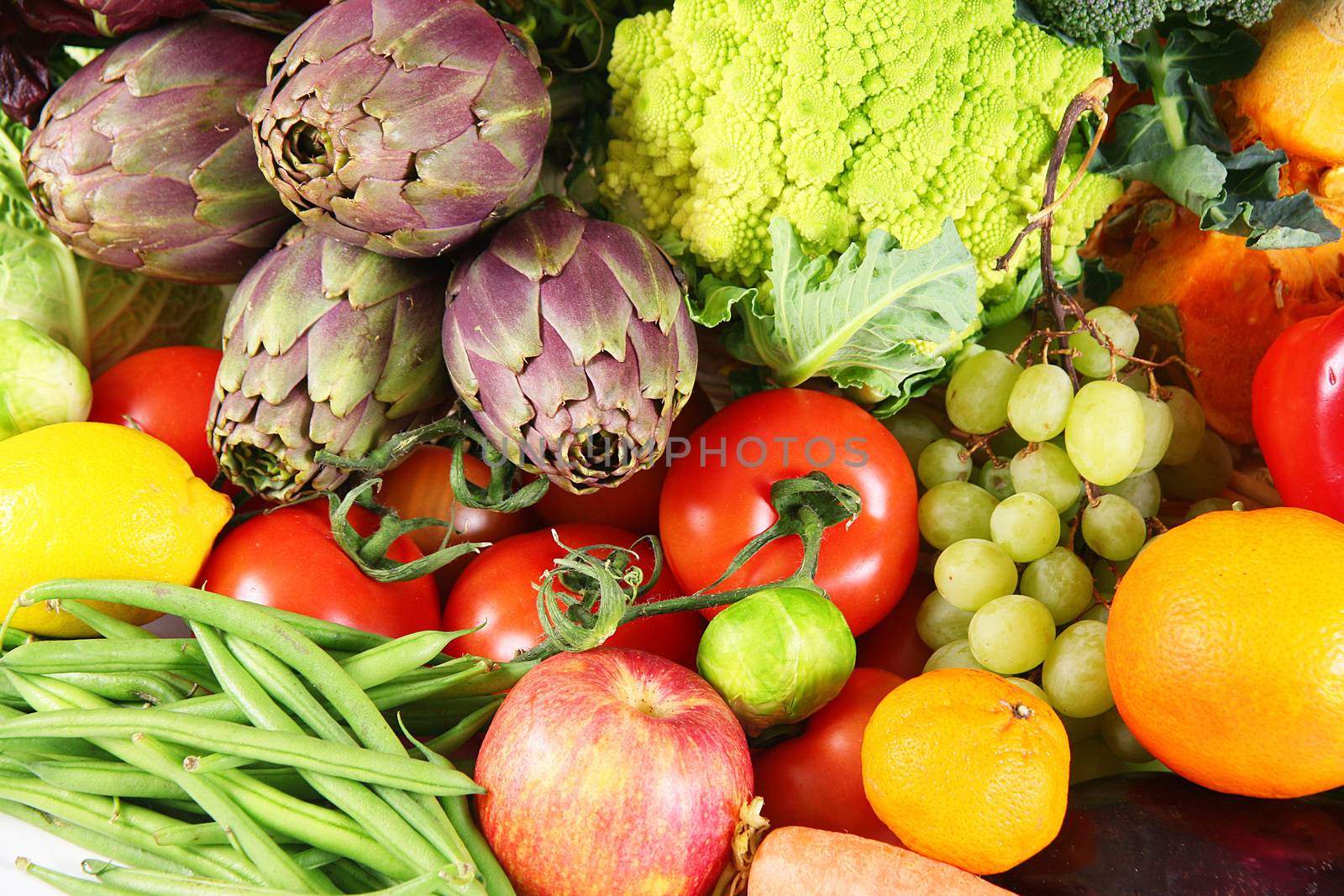 a background of fresh vegetables