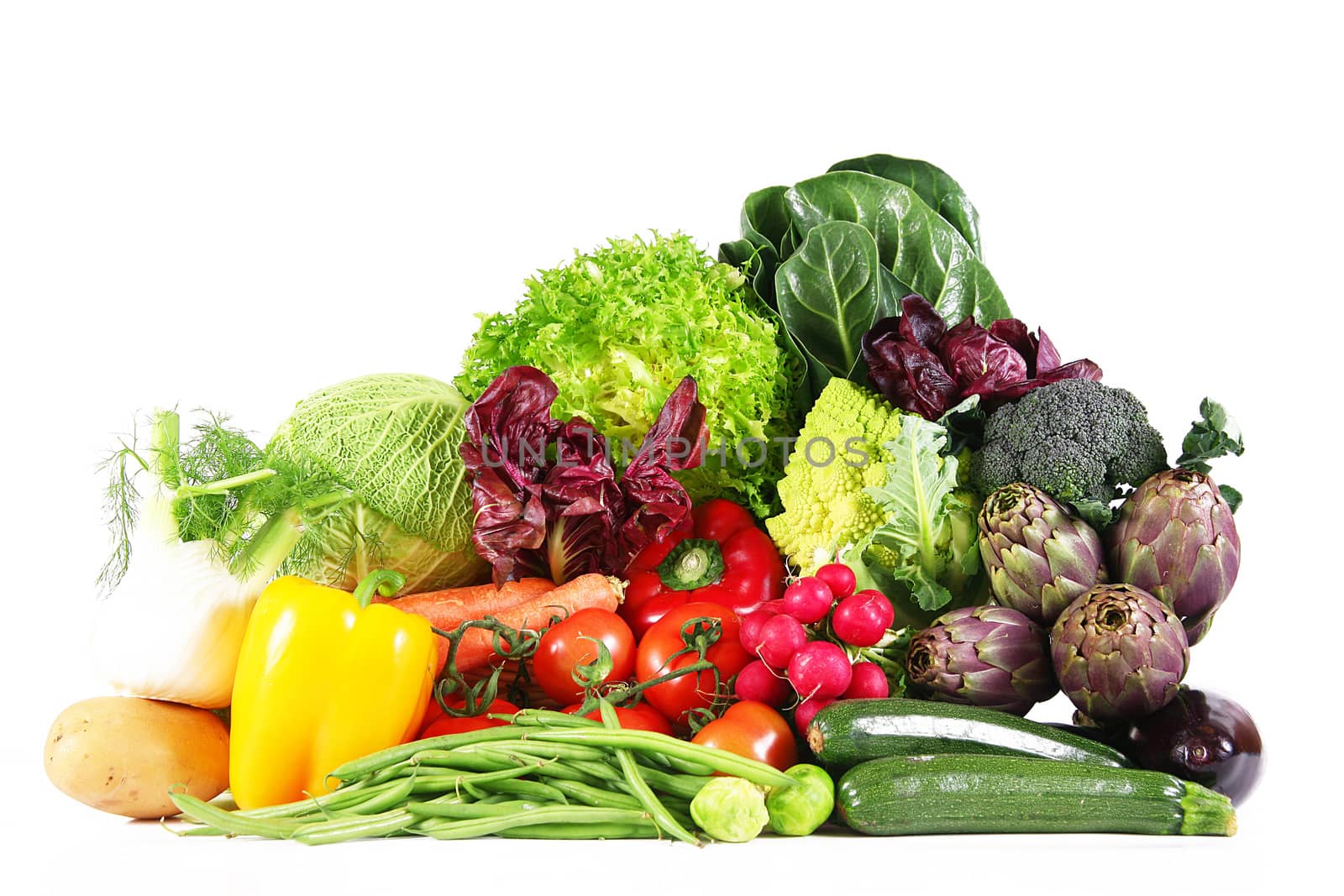 fresh group of vegetables on white background by photobeps