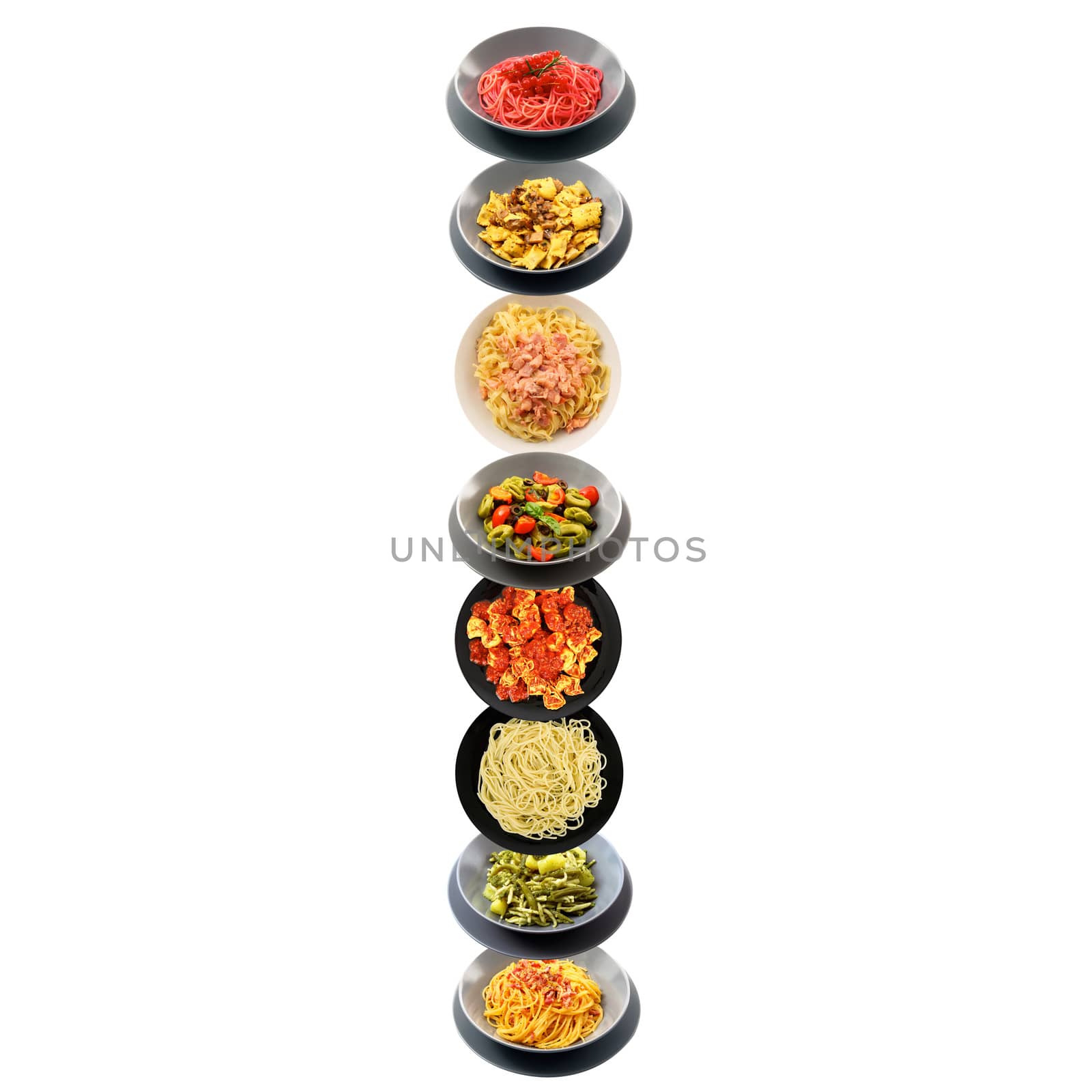 I alphabet italian pasta on white background