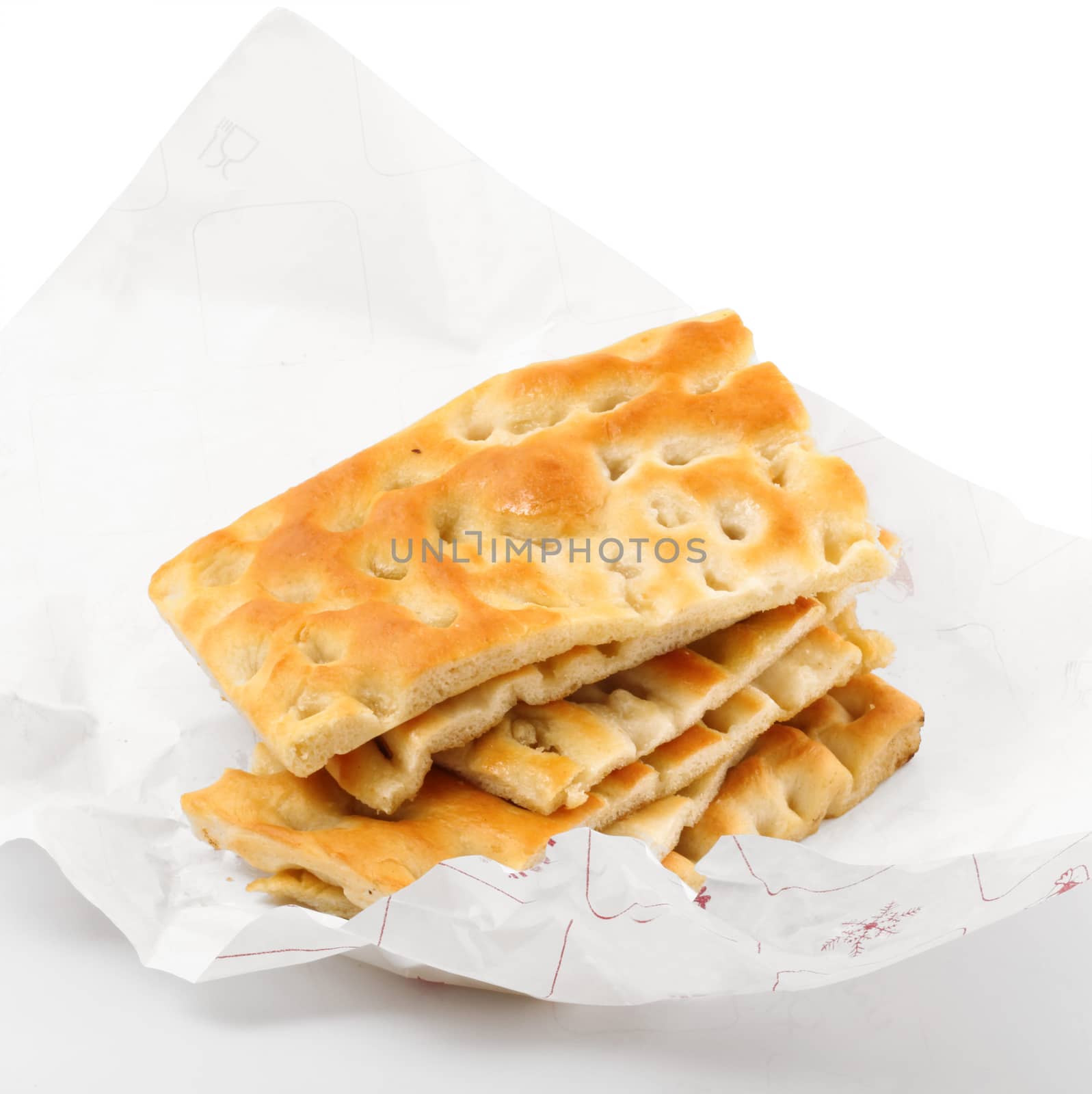fresh flatbread on white background
