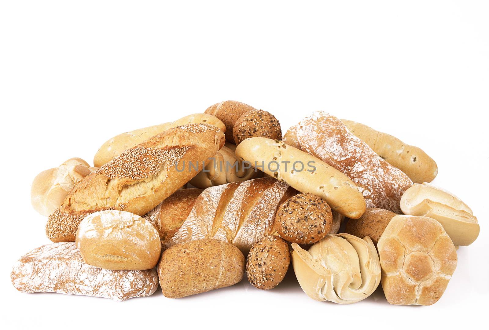 fresh bread on white background