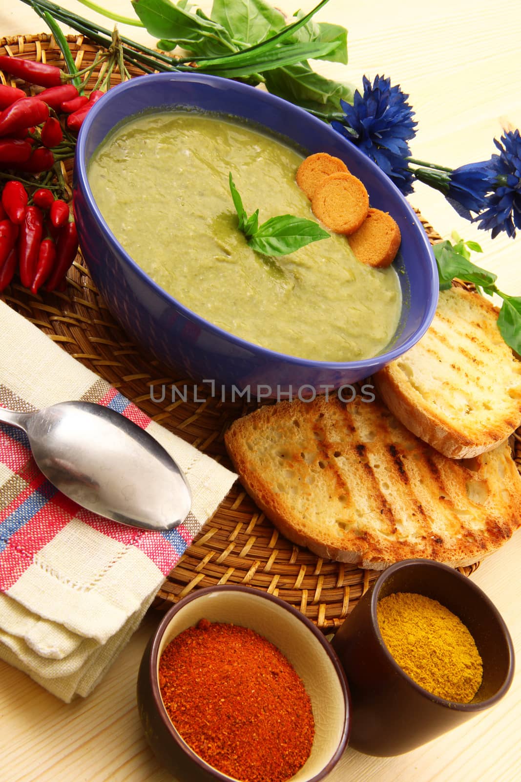 exquisite traditional spinach soup with bio ingredients