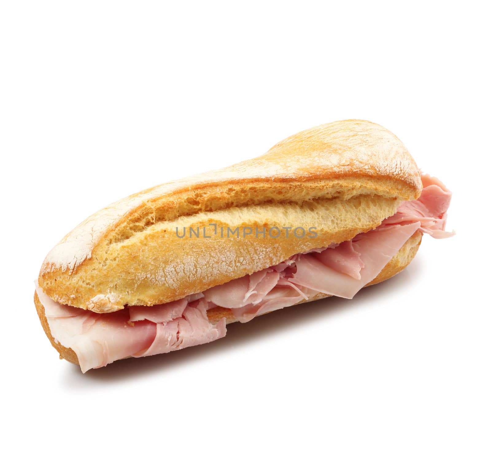 sandwich with ham on white background