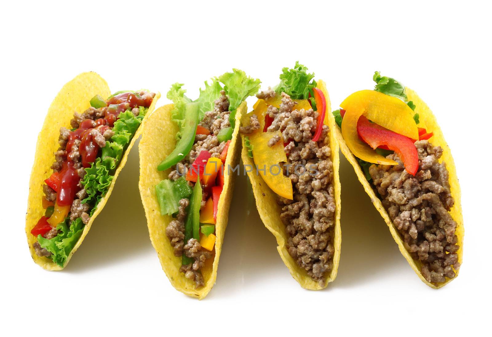 original mexican tacos on white background