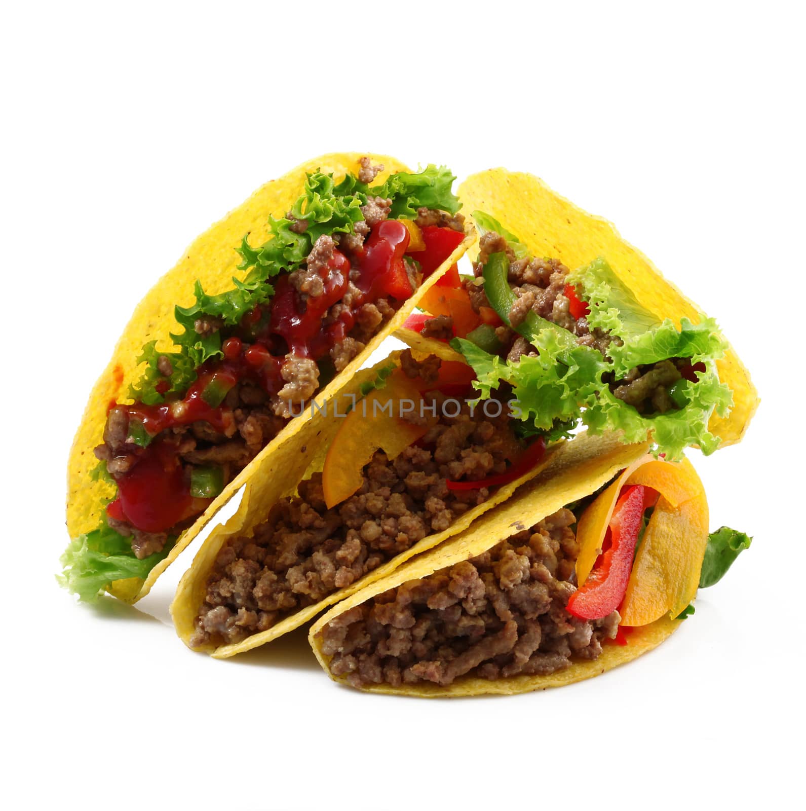 original mexican tacos on white background