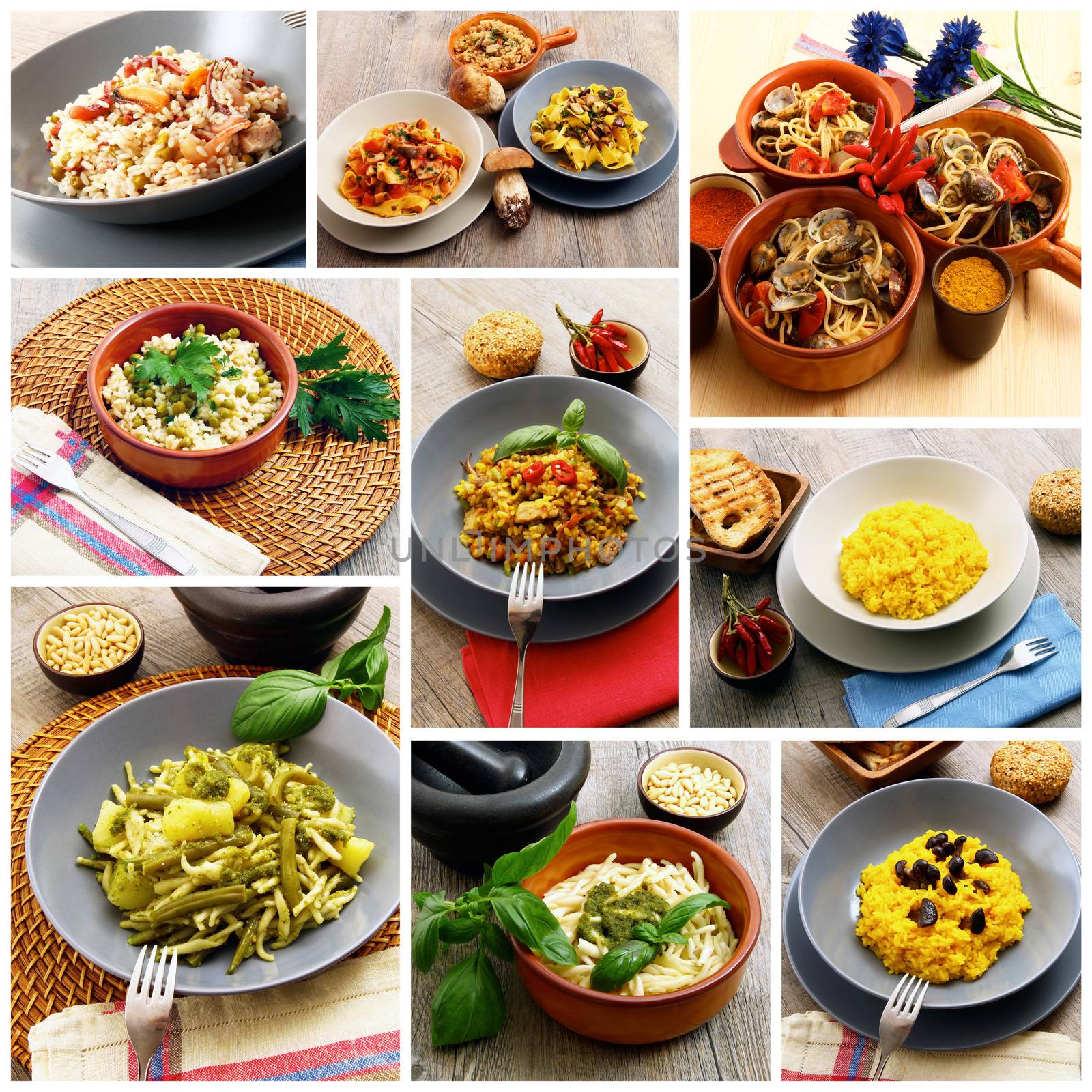 collage of original italian pasta