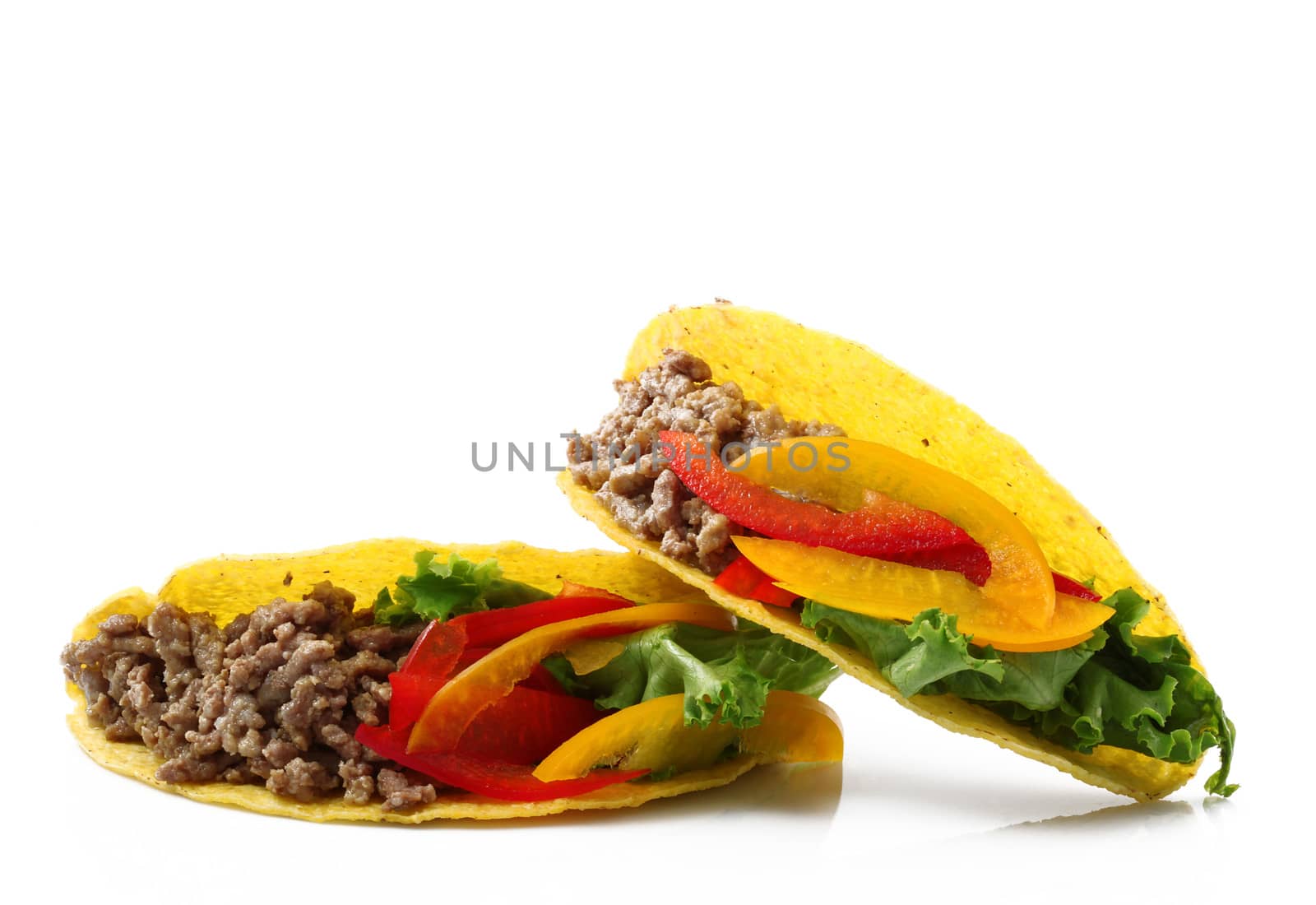 original mexican tacos on white background