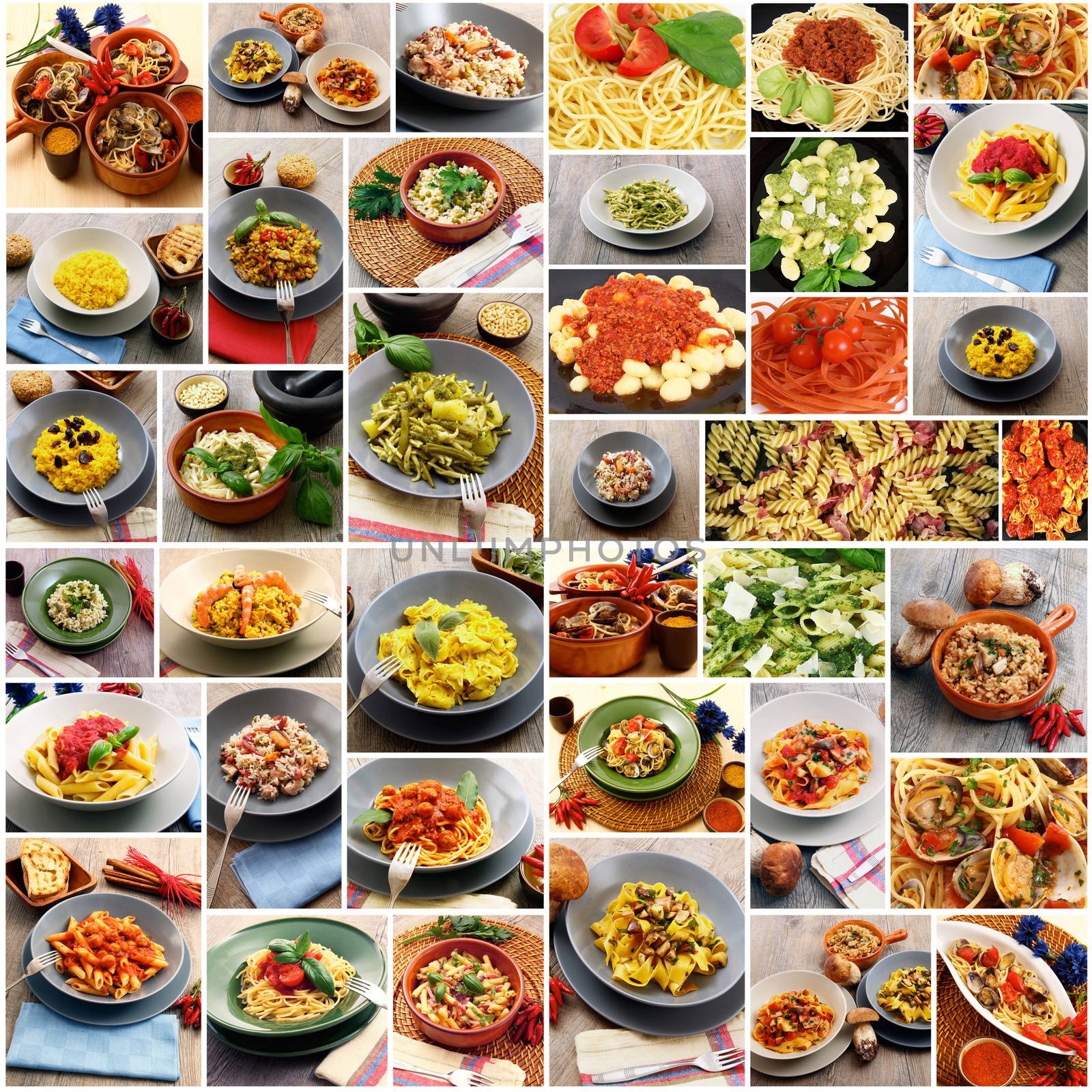 collage of original italian pasta