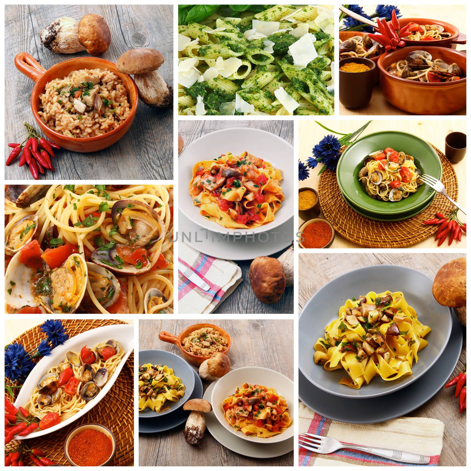 collage of original italian pasta