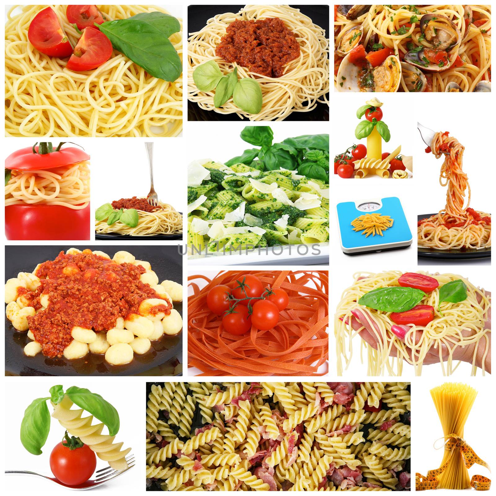 collage of original italian pasta