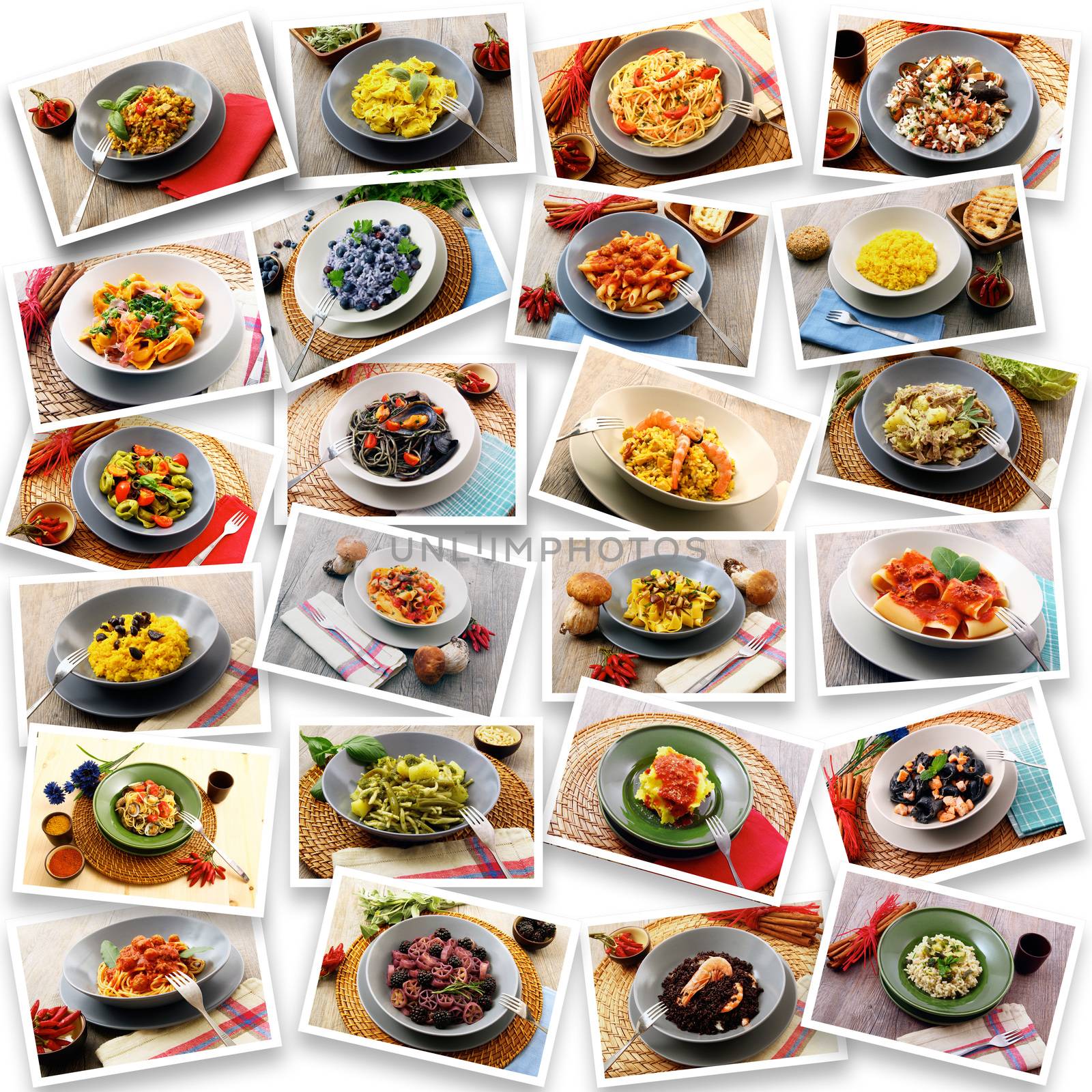 collage of original italian pasta