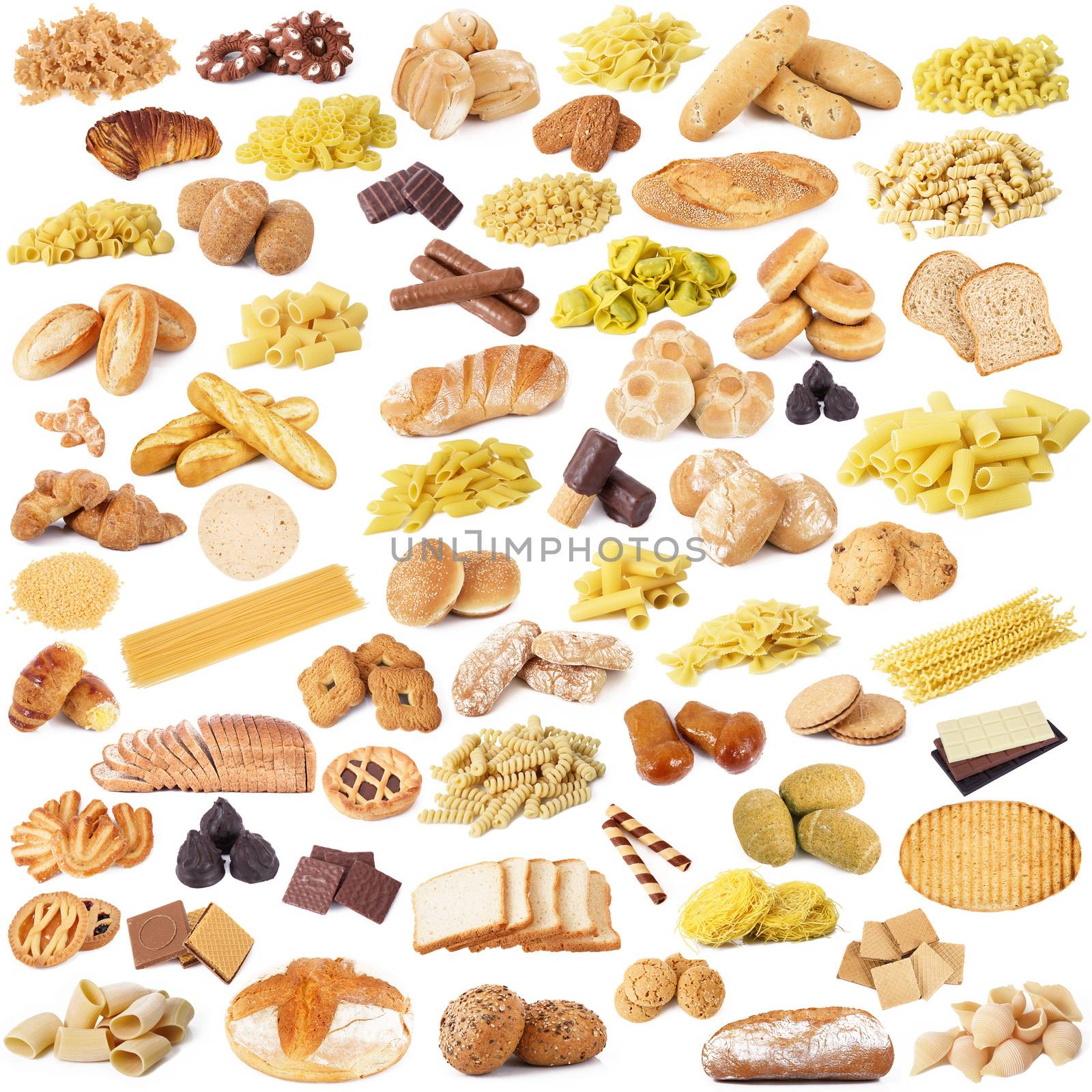collage of original italian pasta bread and cookies