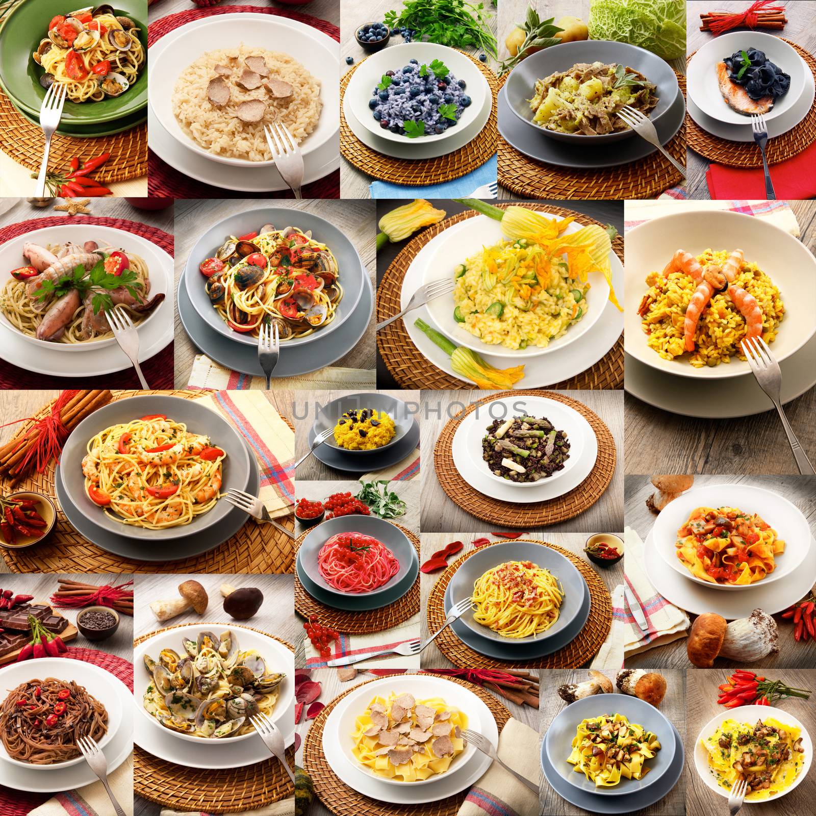 collage of original italian pasta