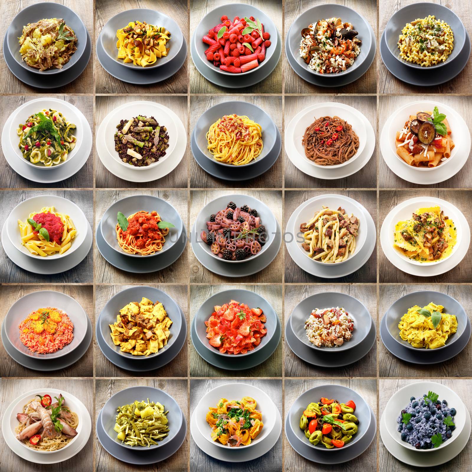 collage of original italian pasta