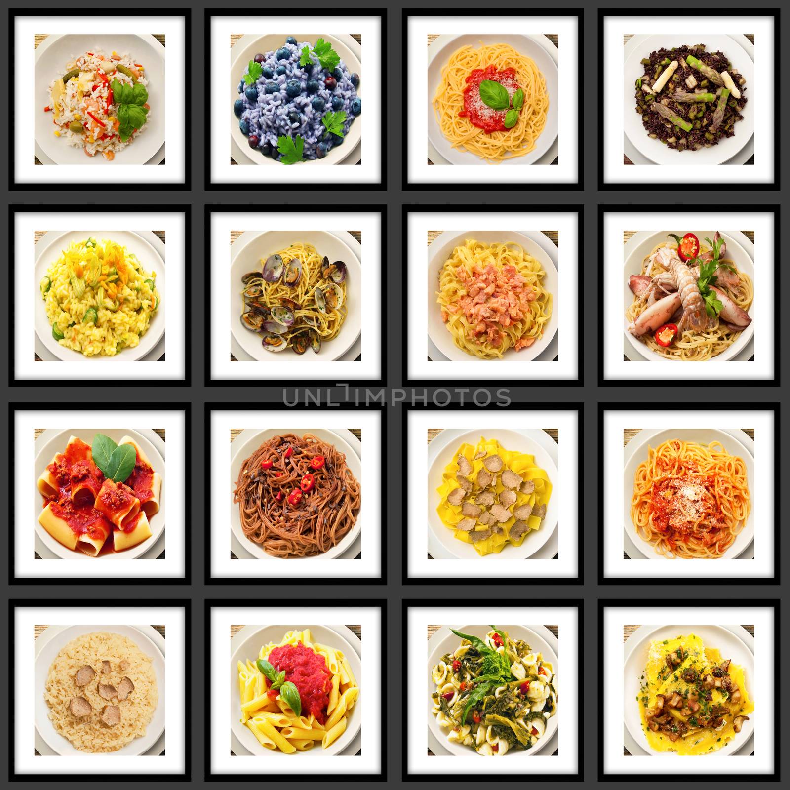 collage of original italian pasta