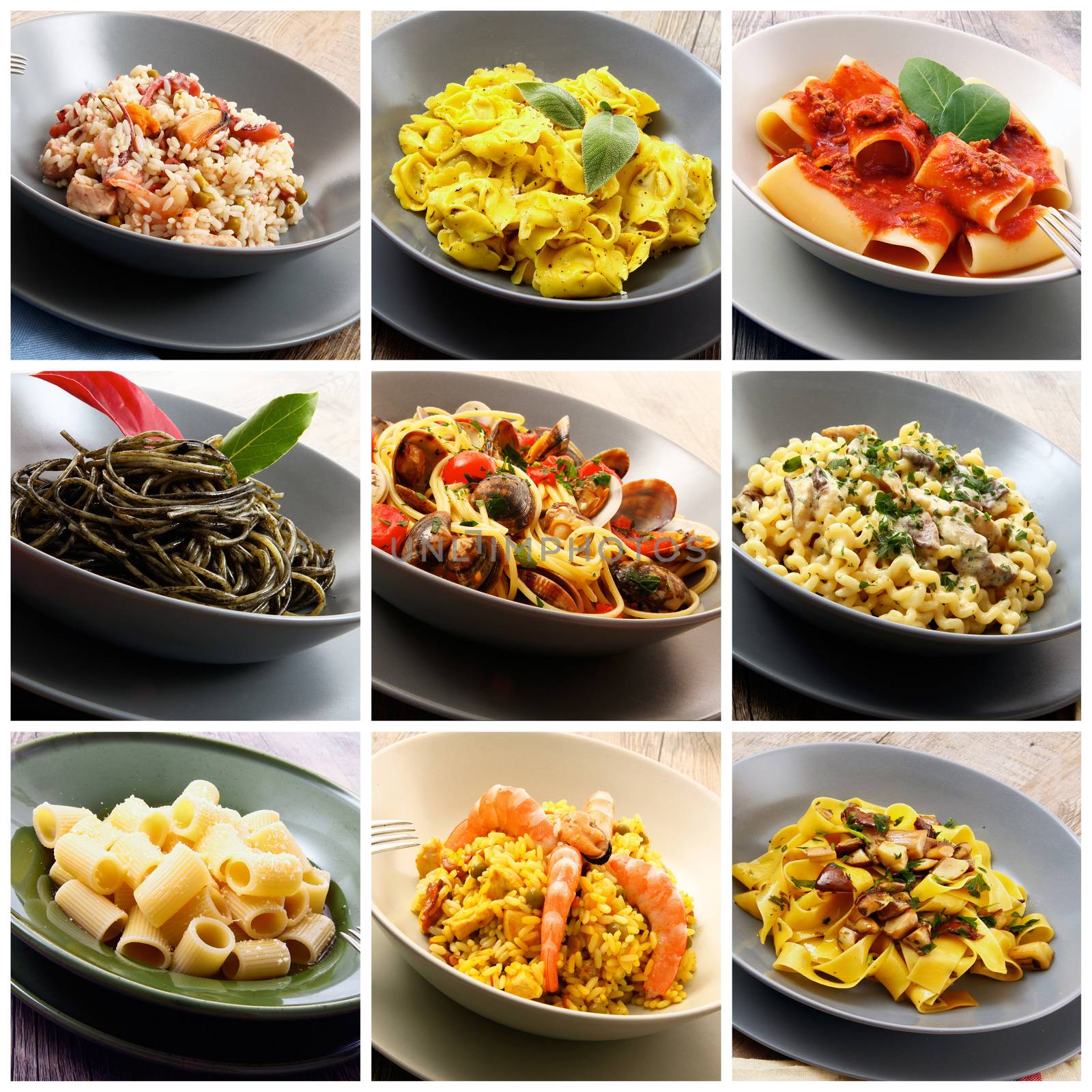 collage of original italian pasta