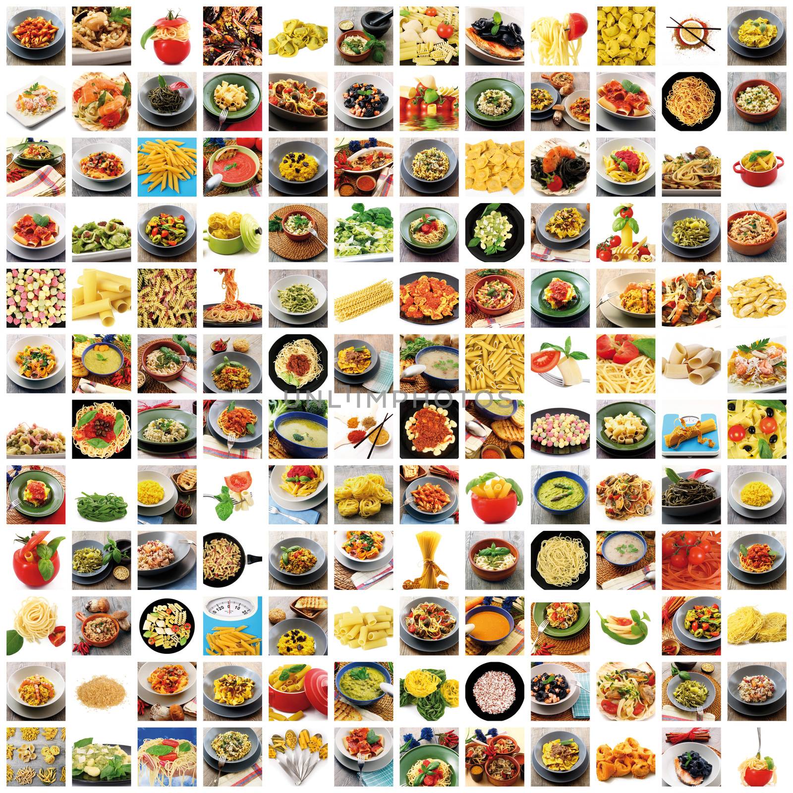 collage of original italian pasta
