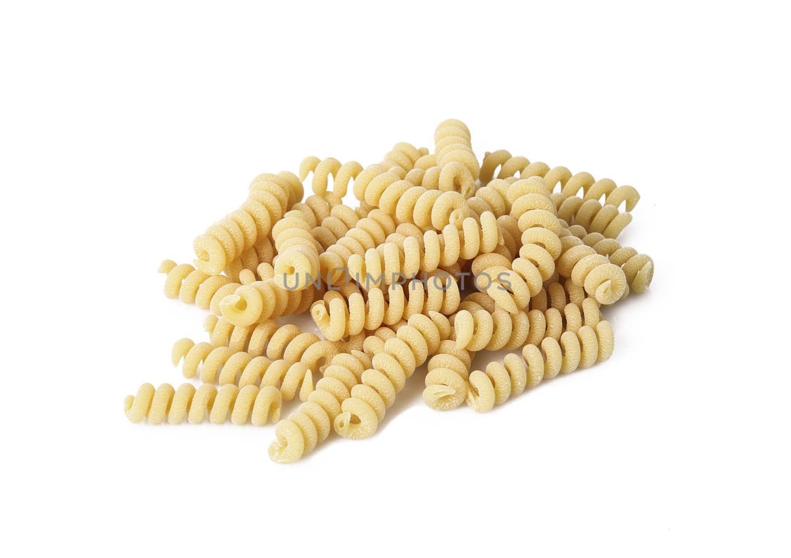 italian raw pasta on white background