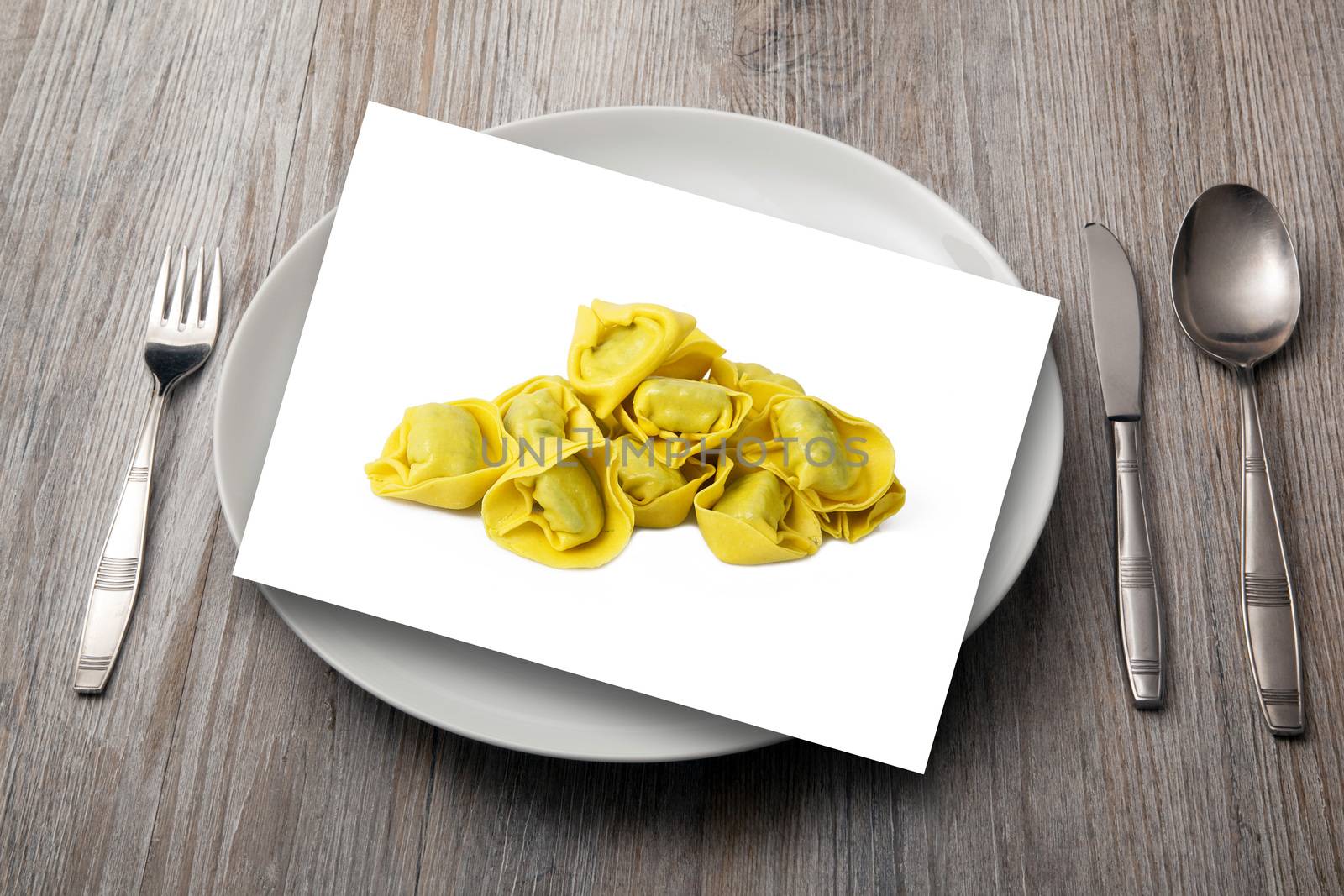 dish with italian food in photography menu