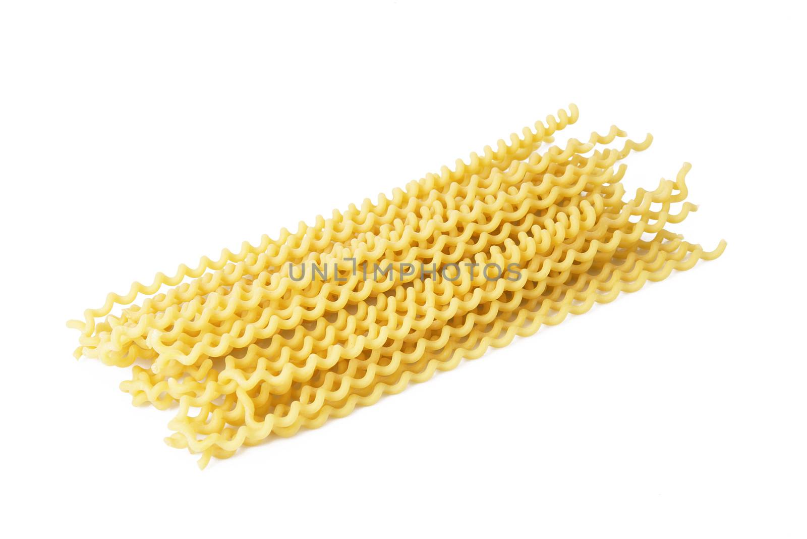 italian raw pasta on white background