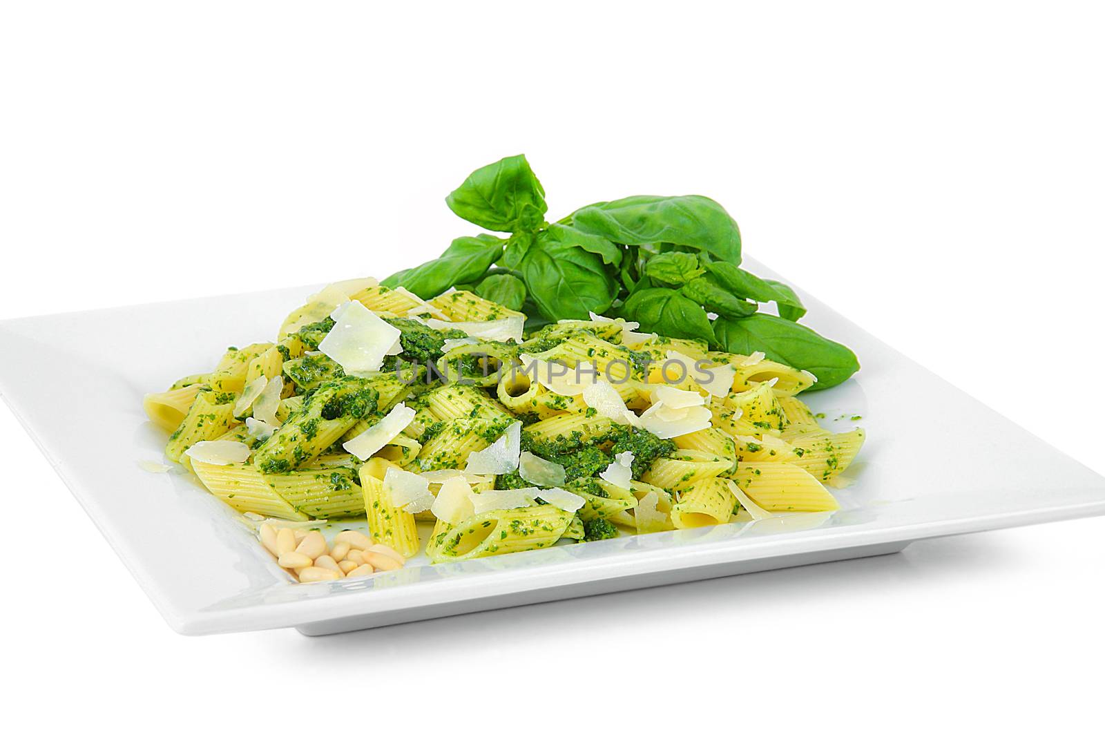 original italian pasta with pesto sauce