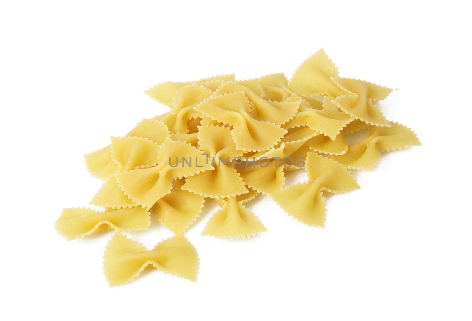 italian raw pasta on white background