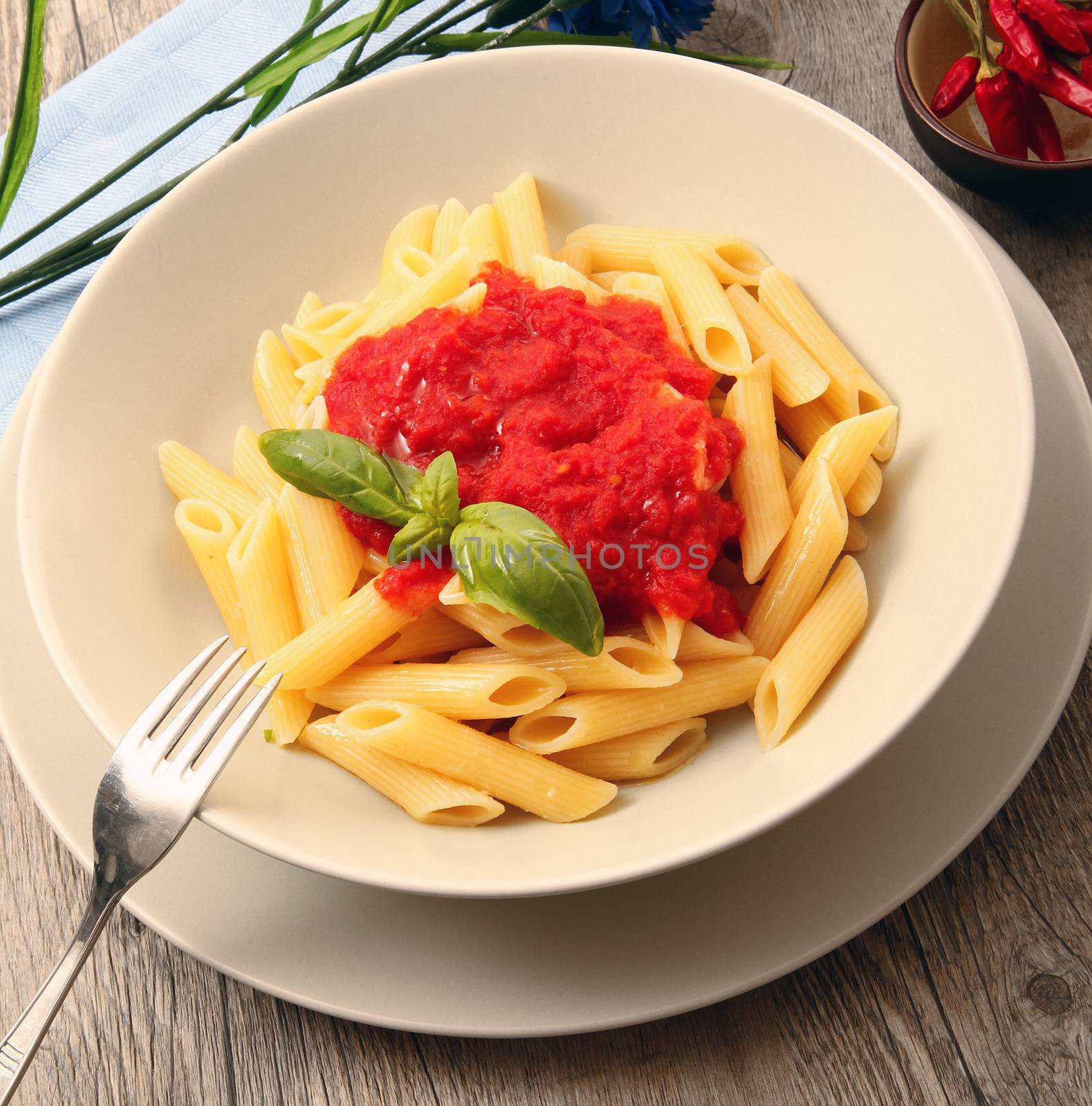 italian pasta with tomato and basil