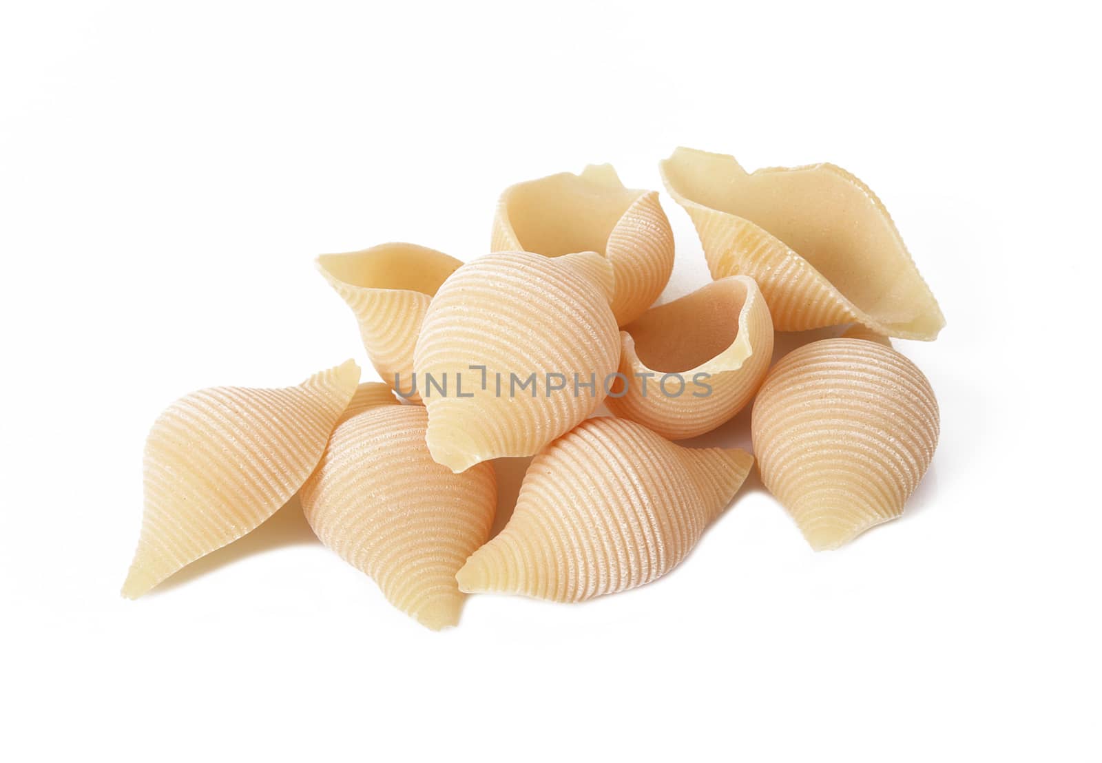 italian raw pasta on white background