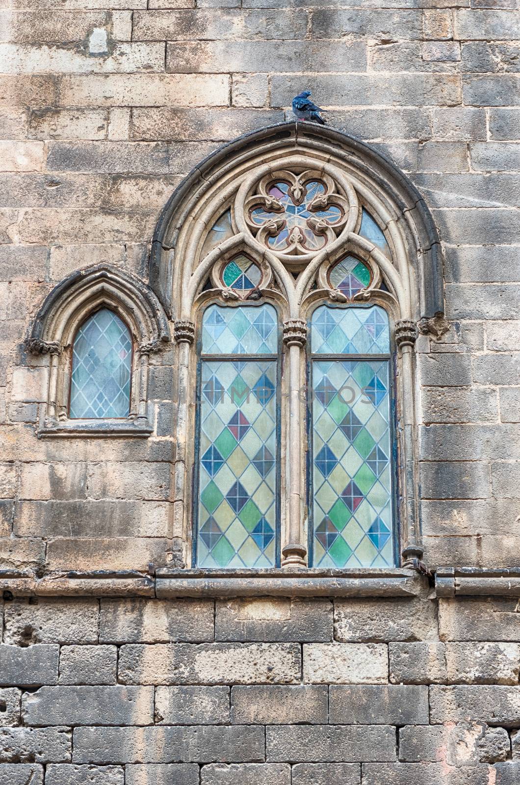Medieval window in Placa del Rei, Barcelona, Catalonia, Spain by marcorubino