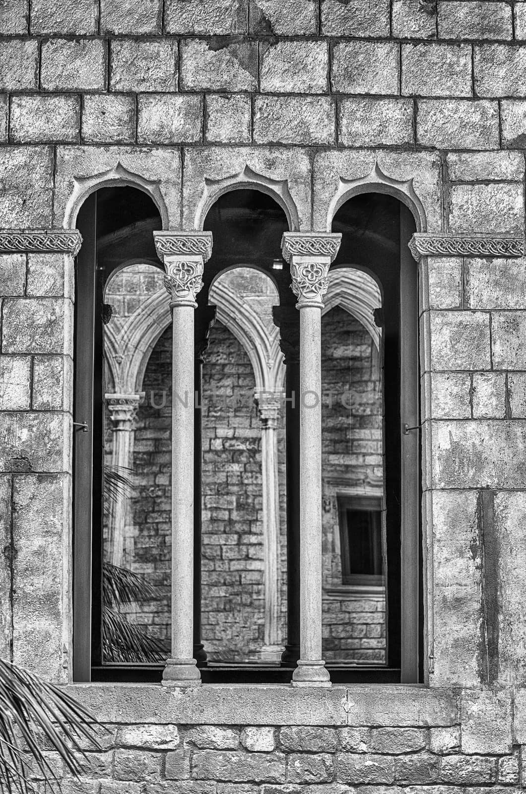 Medieval gothic window, La Ribera district of Barcelona, Catalon by marcorubino