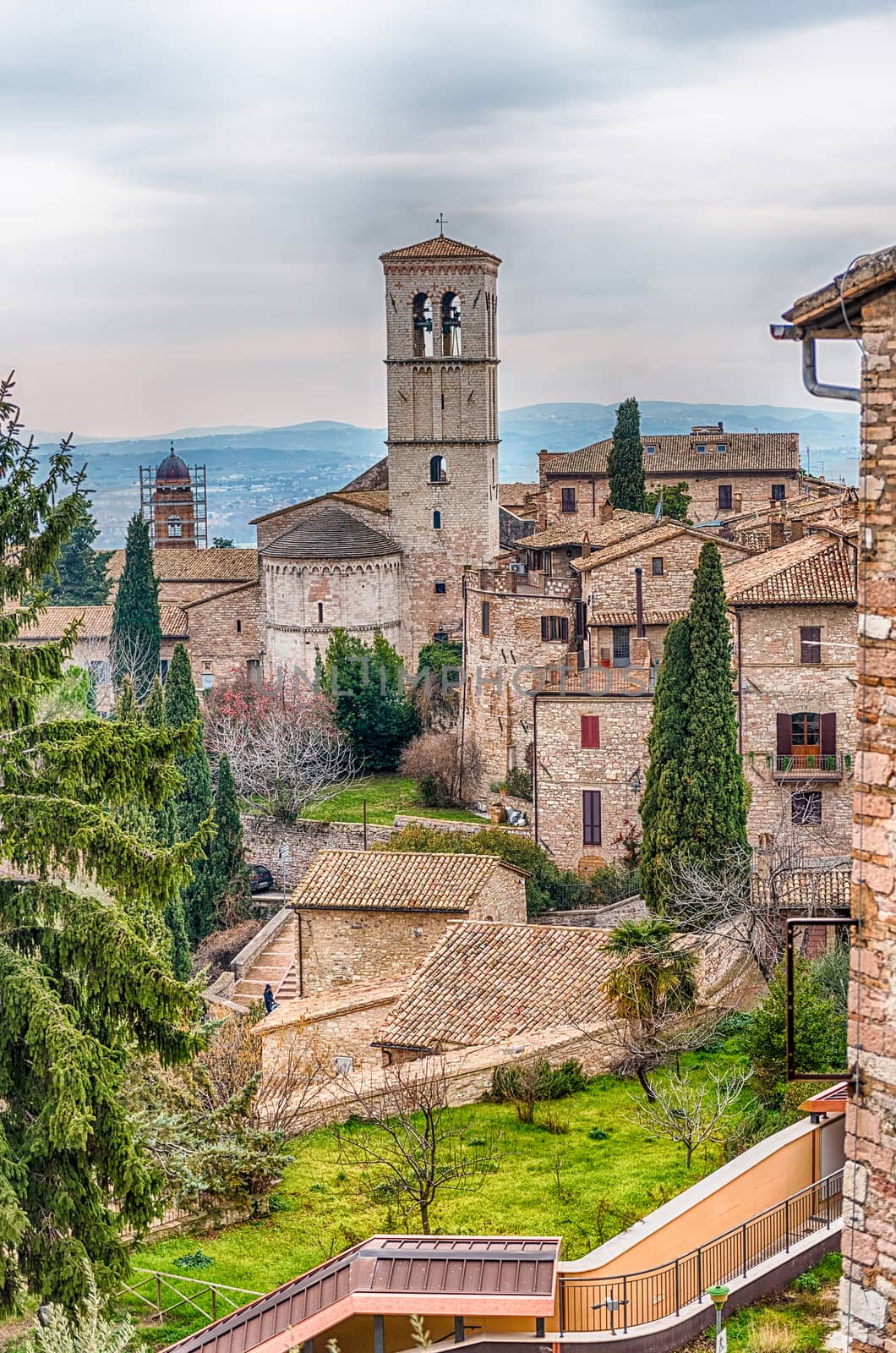 Scenic picturesque view of Assisi, one of the most beautiful medieval towns in central Italy