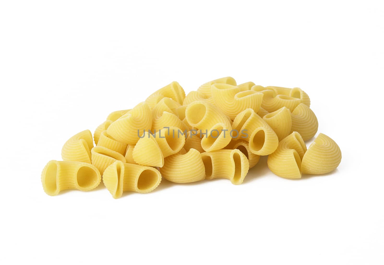 italian raw pasta on white background