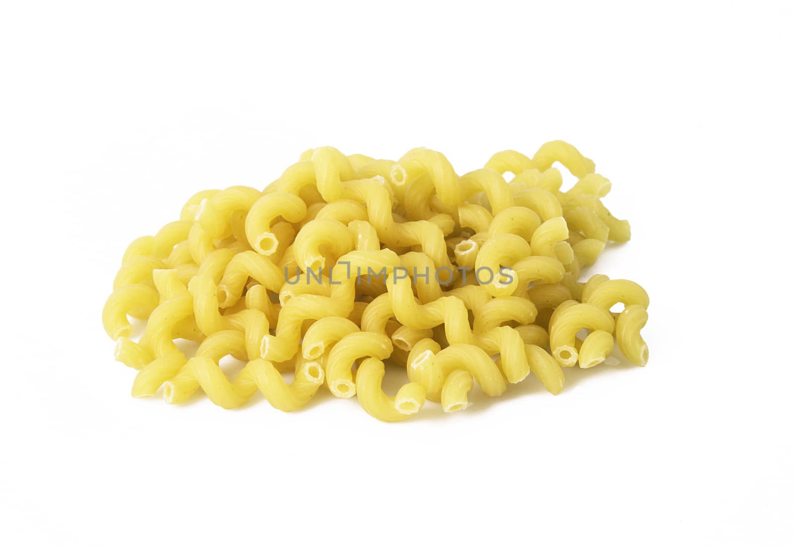 italian raw pasta on white background