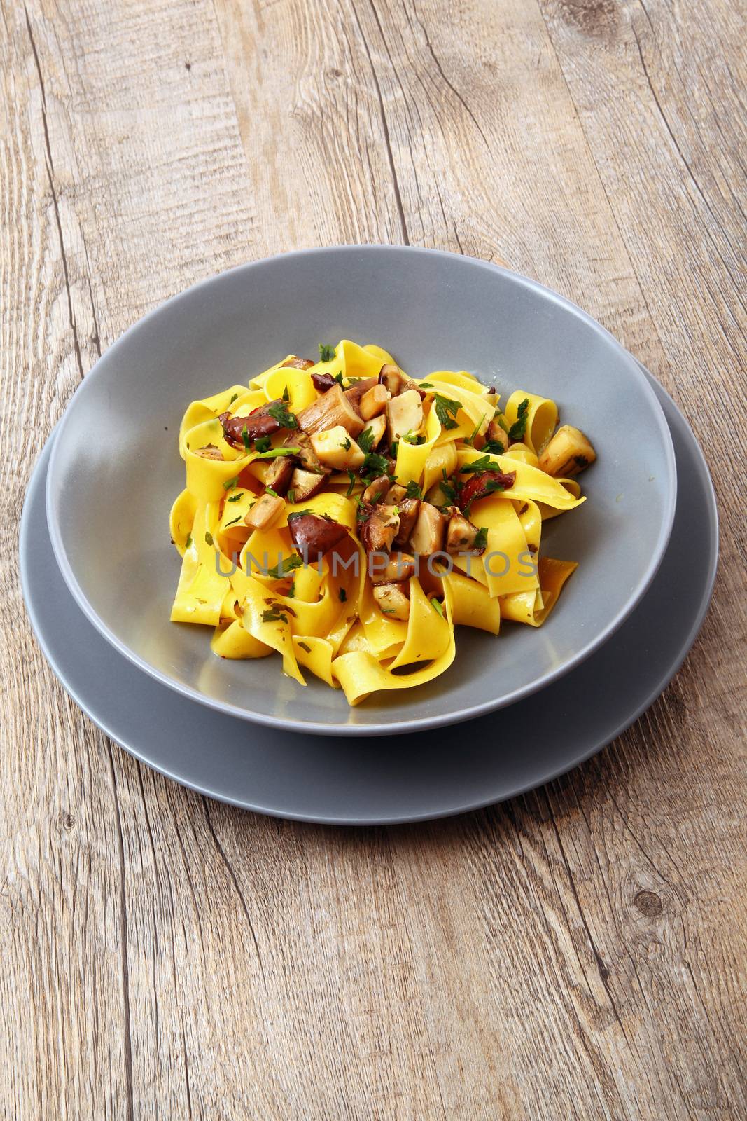 original italian tagliatelle with mushroom