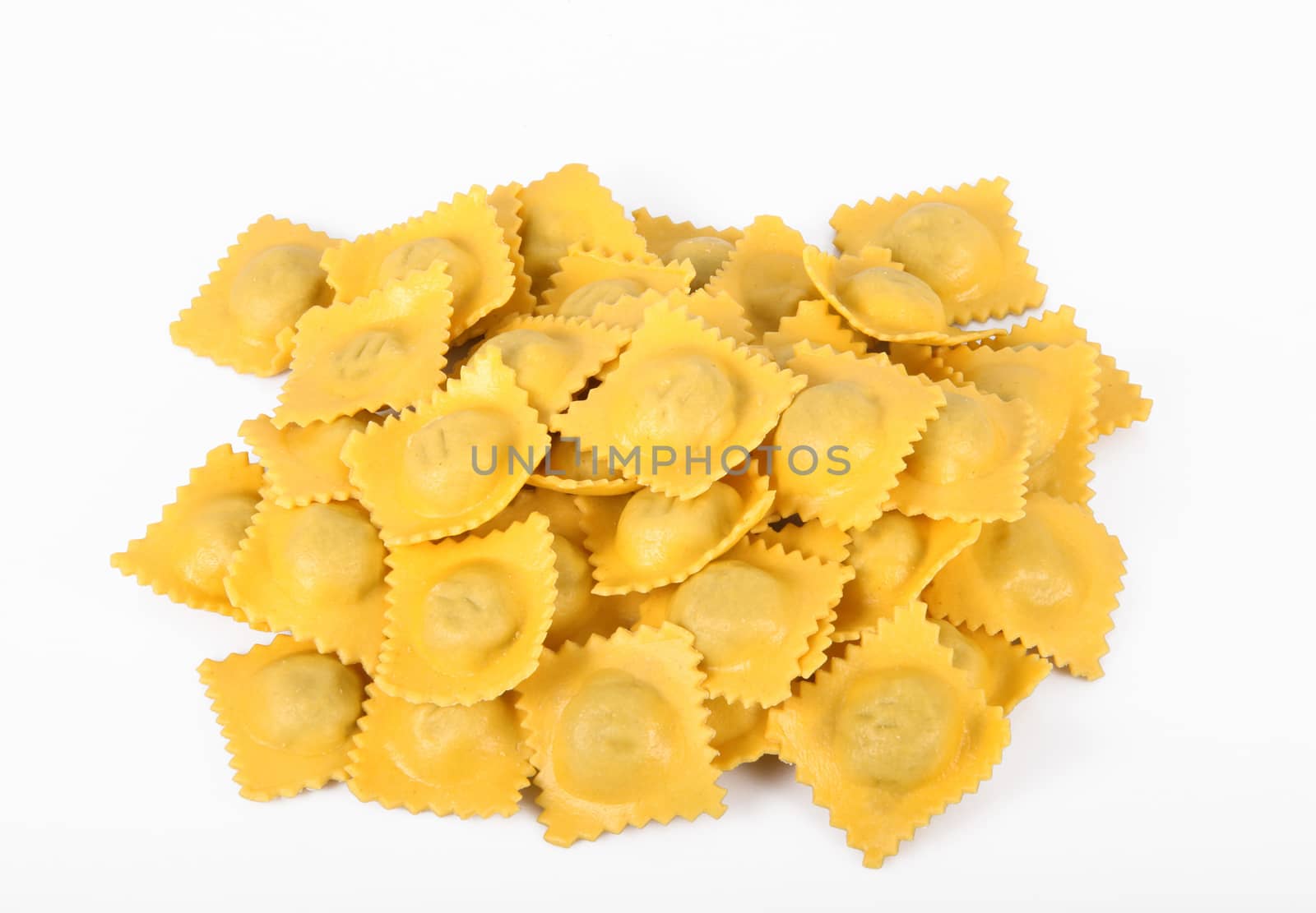 original italian ravioli on white background