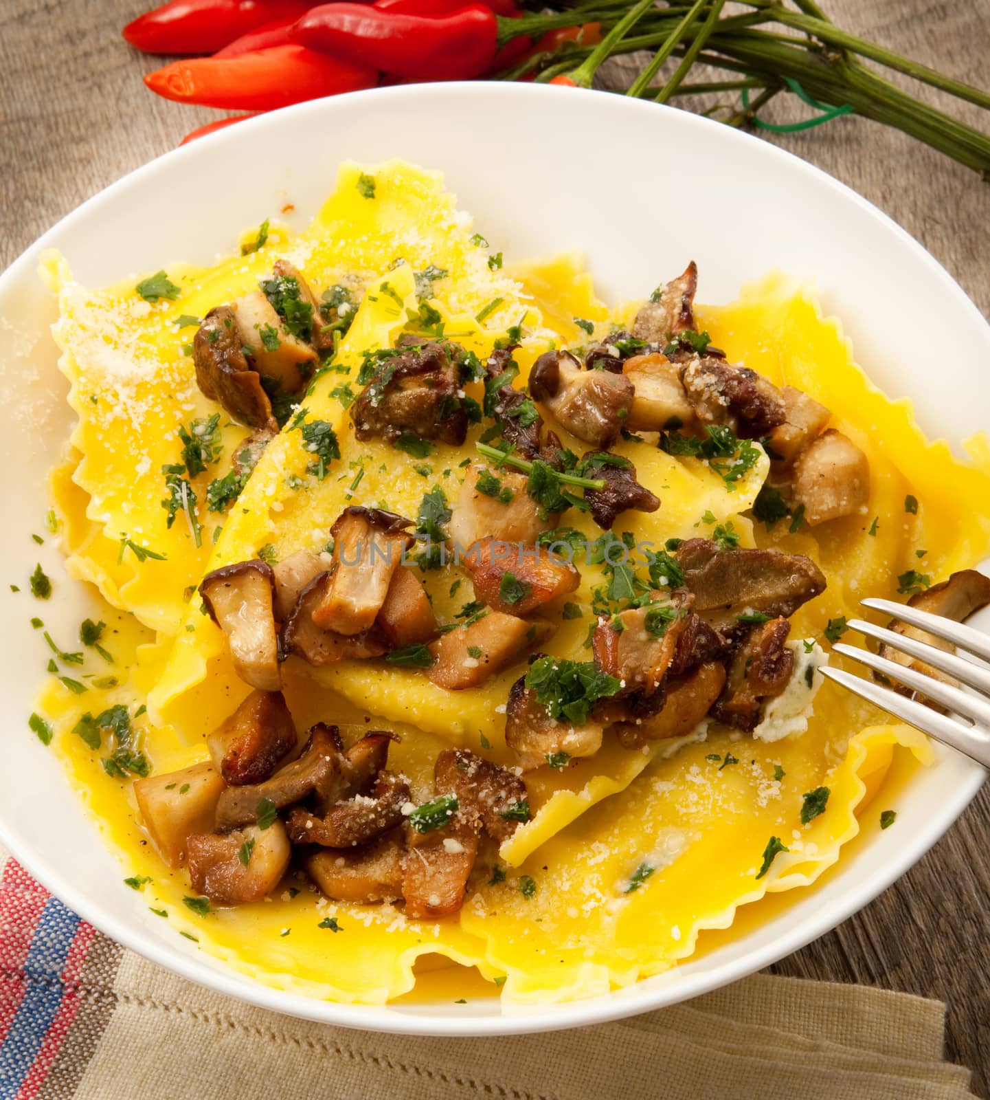 original italian tortelloni with mushroom