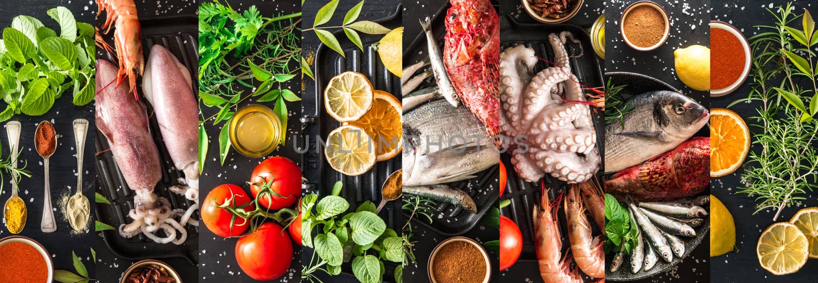 Ingredients for the preparation of a grilled fish