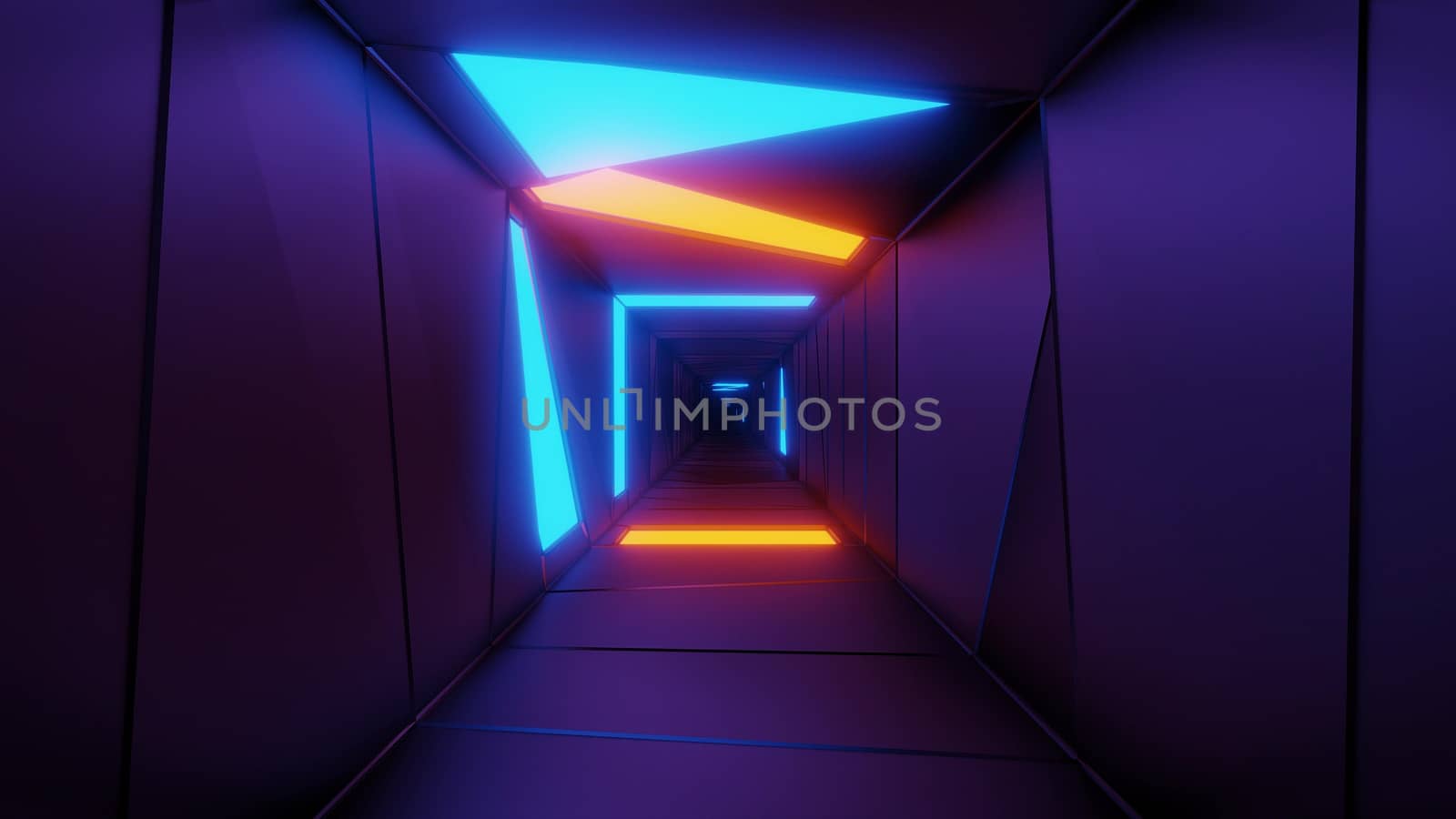 highly abstract design tunnel corridor with glowing light patterns 3d illustration wallpaper background by tunnelmotions