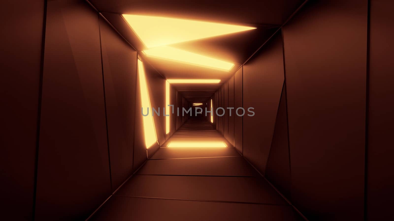 highly abstract design tunnel corridor with glowing light patterns 3d illustration wallpaper background by tunnelmotions