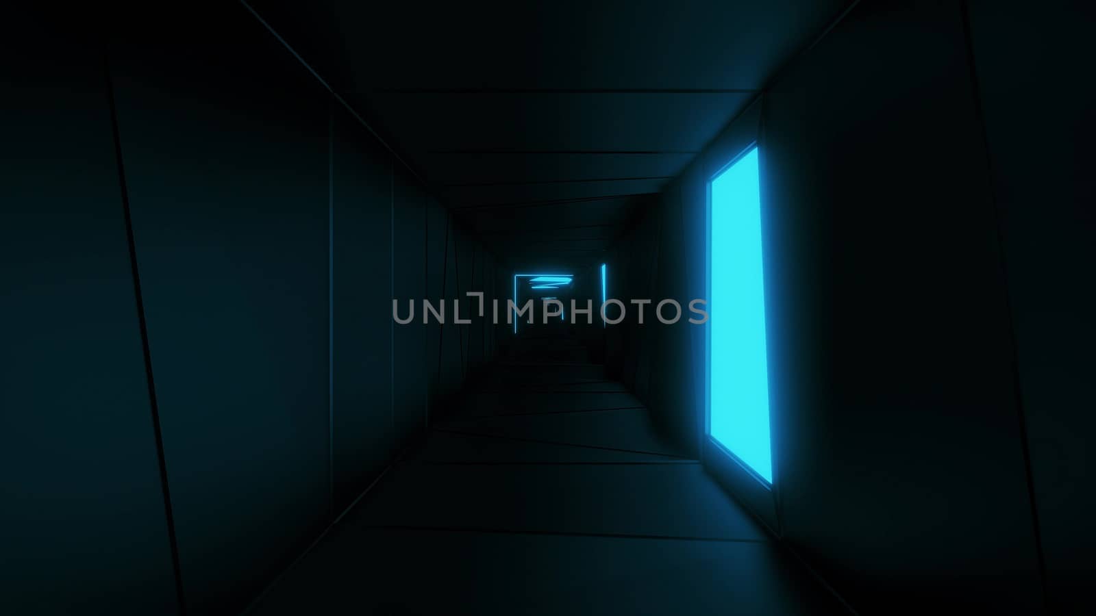 highly abstract design tunnel corridor with glowing light patterns 3d illustration wallpaper background by tunnelmotions